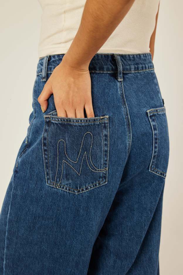 Lara Wide Straight Jeans - Blue