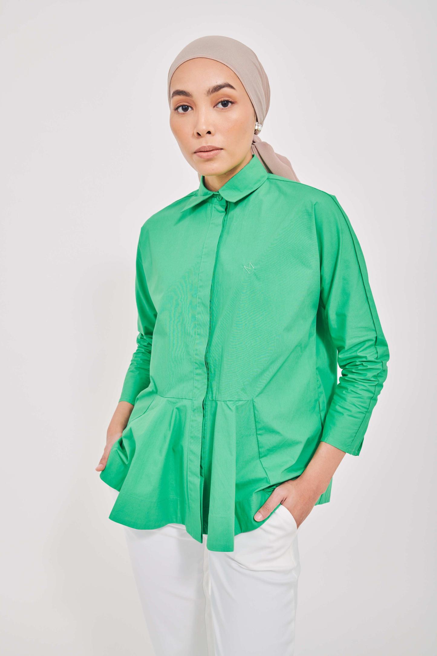 Green Cotton Flare Top - Mimpikita
