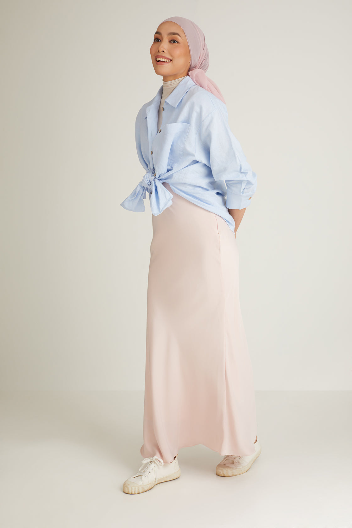  Cariño Soft Pink Bias Skirt 