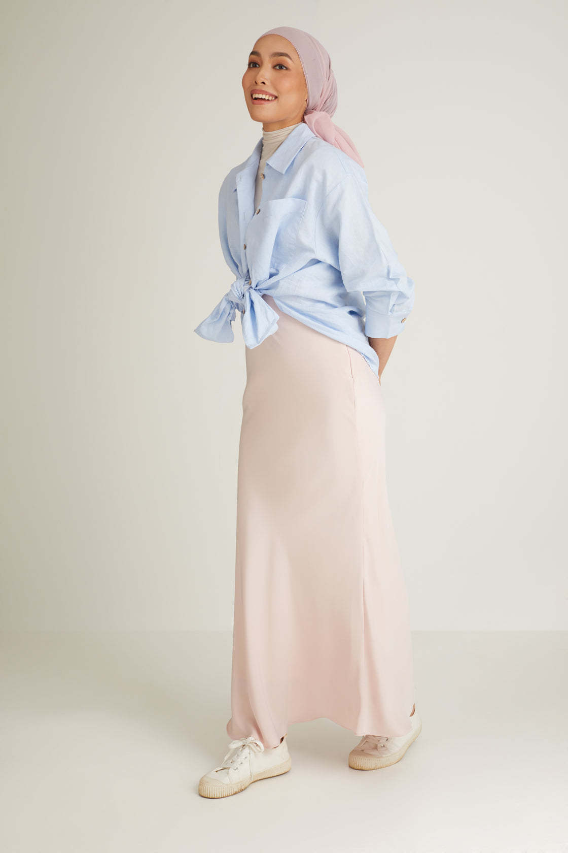  Cariño Soft Pink Bias Skirt 