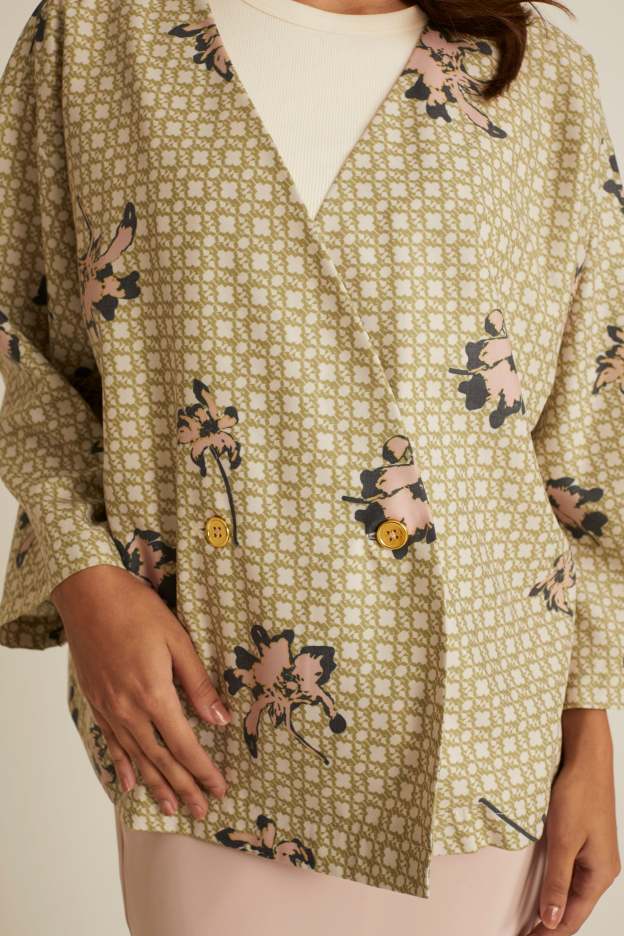 Nara Green Printed Kimono
