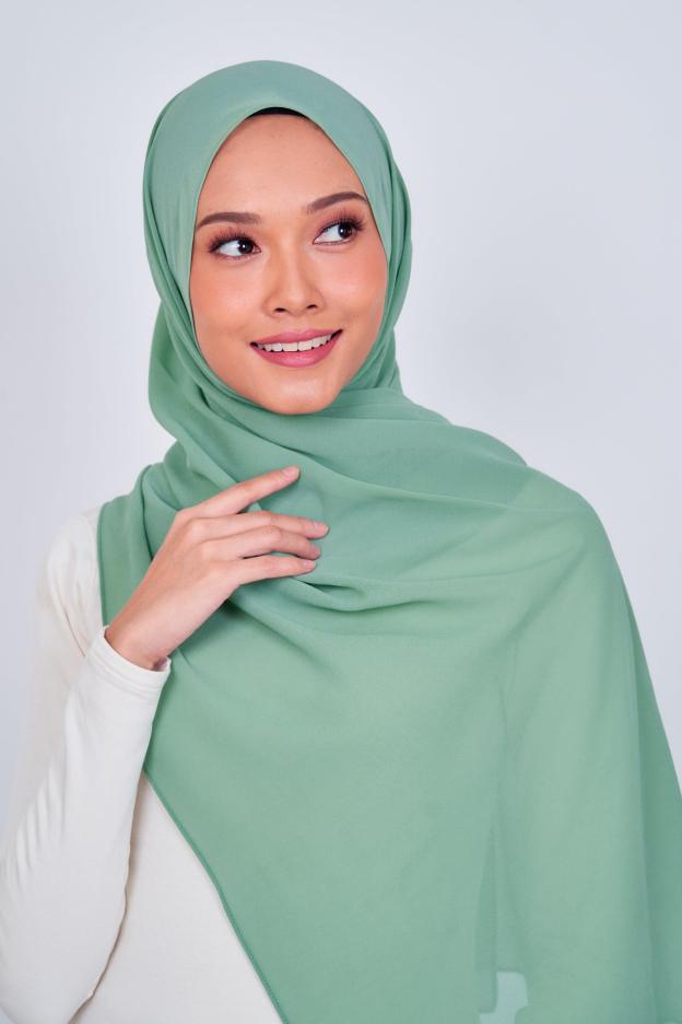 Women's Chiffon Shawl in Smoke Green