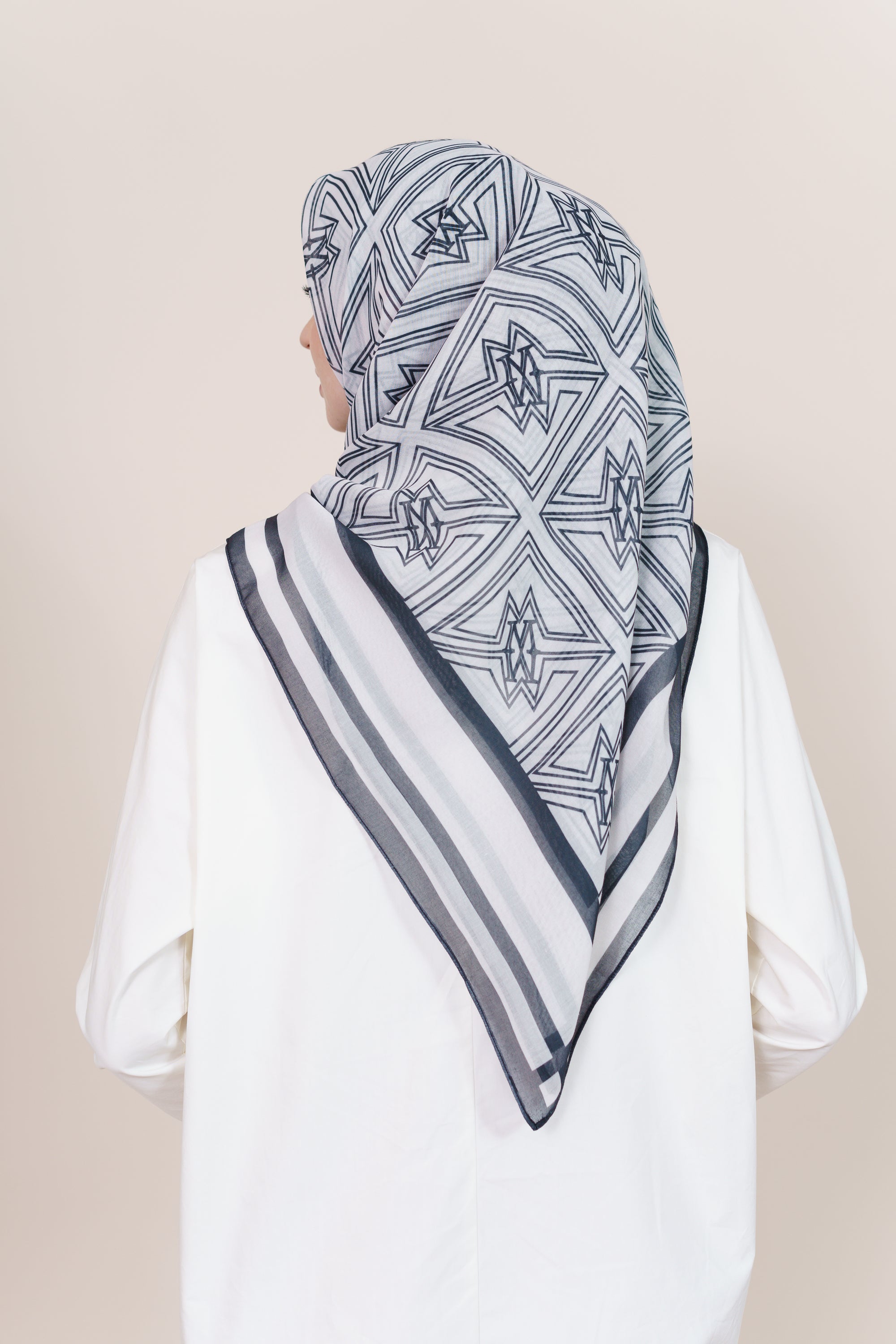 M Square Voile Scarf - White