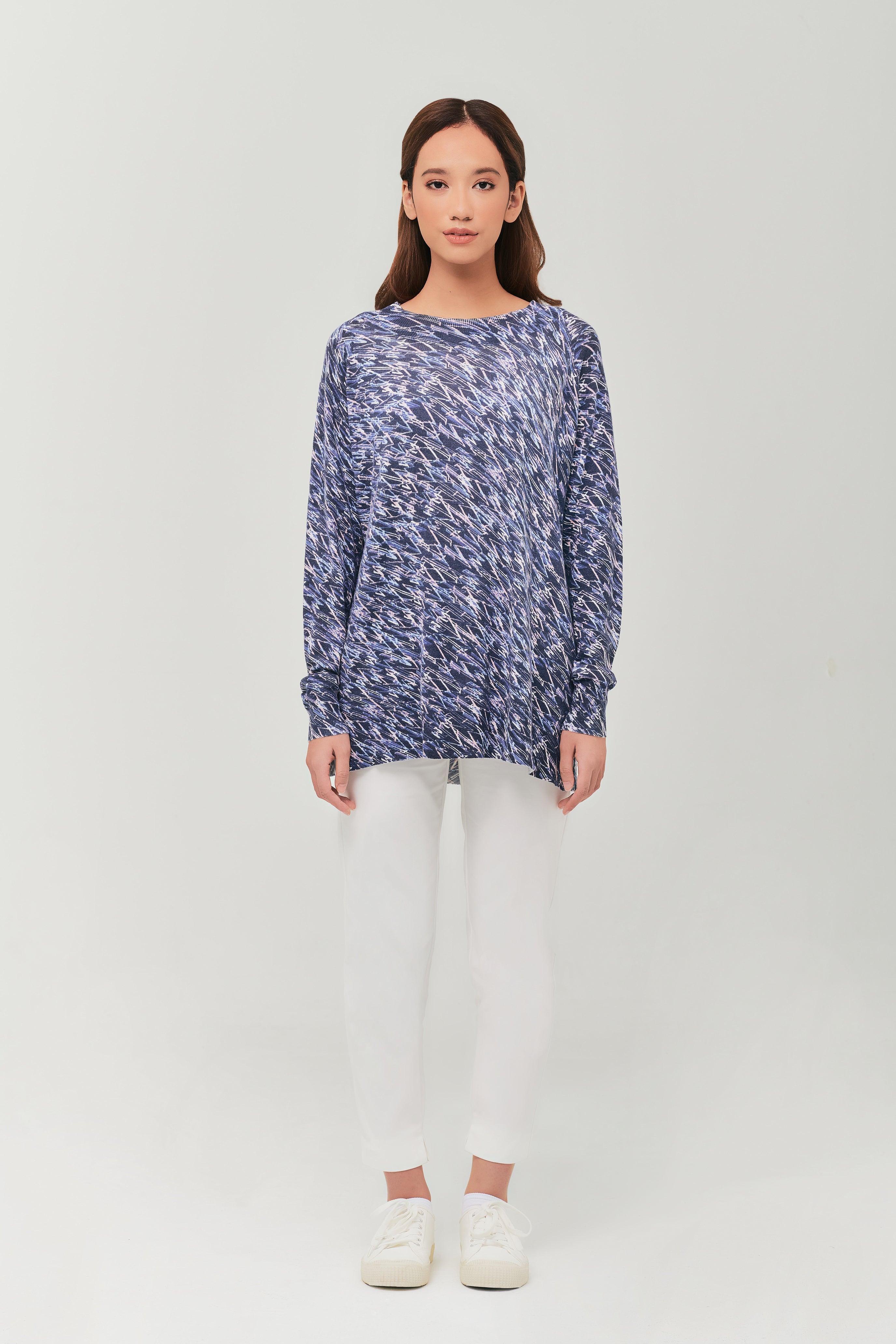 Maeve Navy Blue High Neck Wool Top