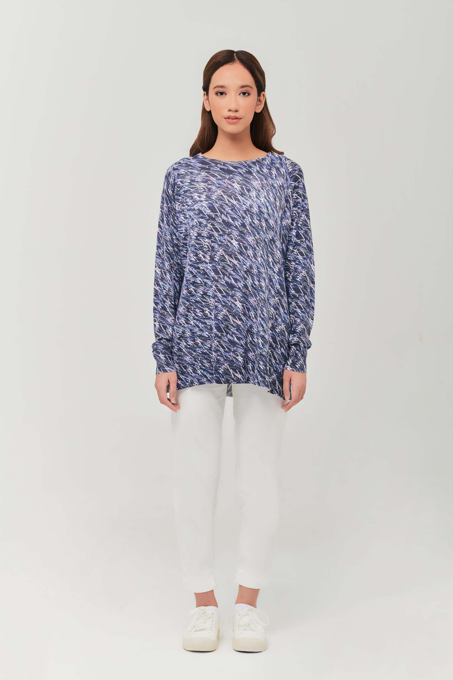 Maeve Navy Blue High Neck Wool Top