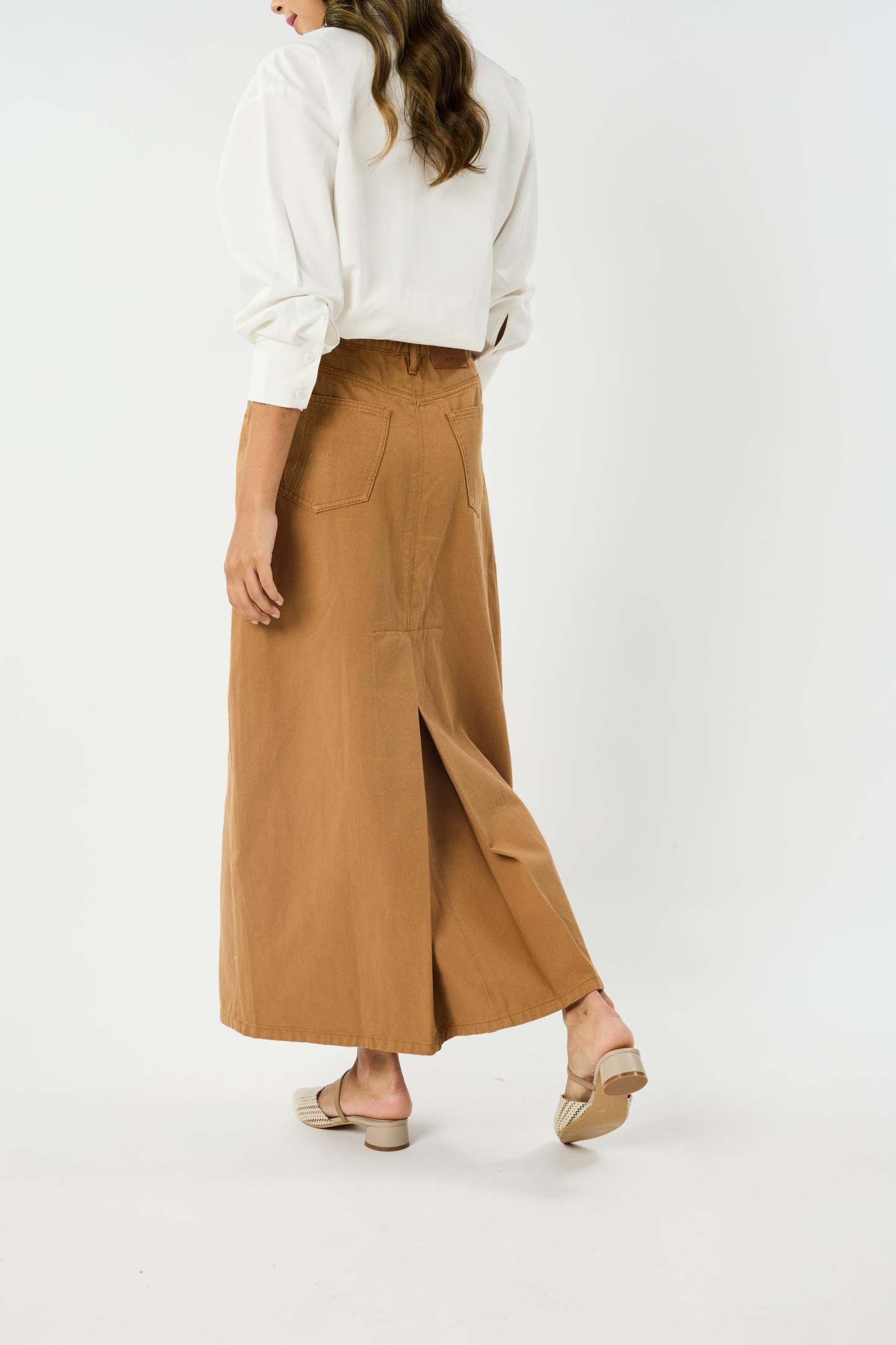 Helena Khaki Denim Skirt