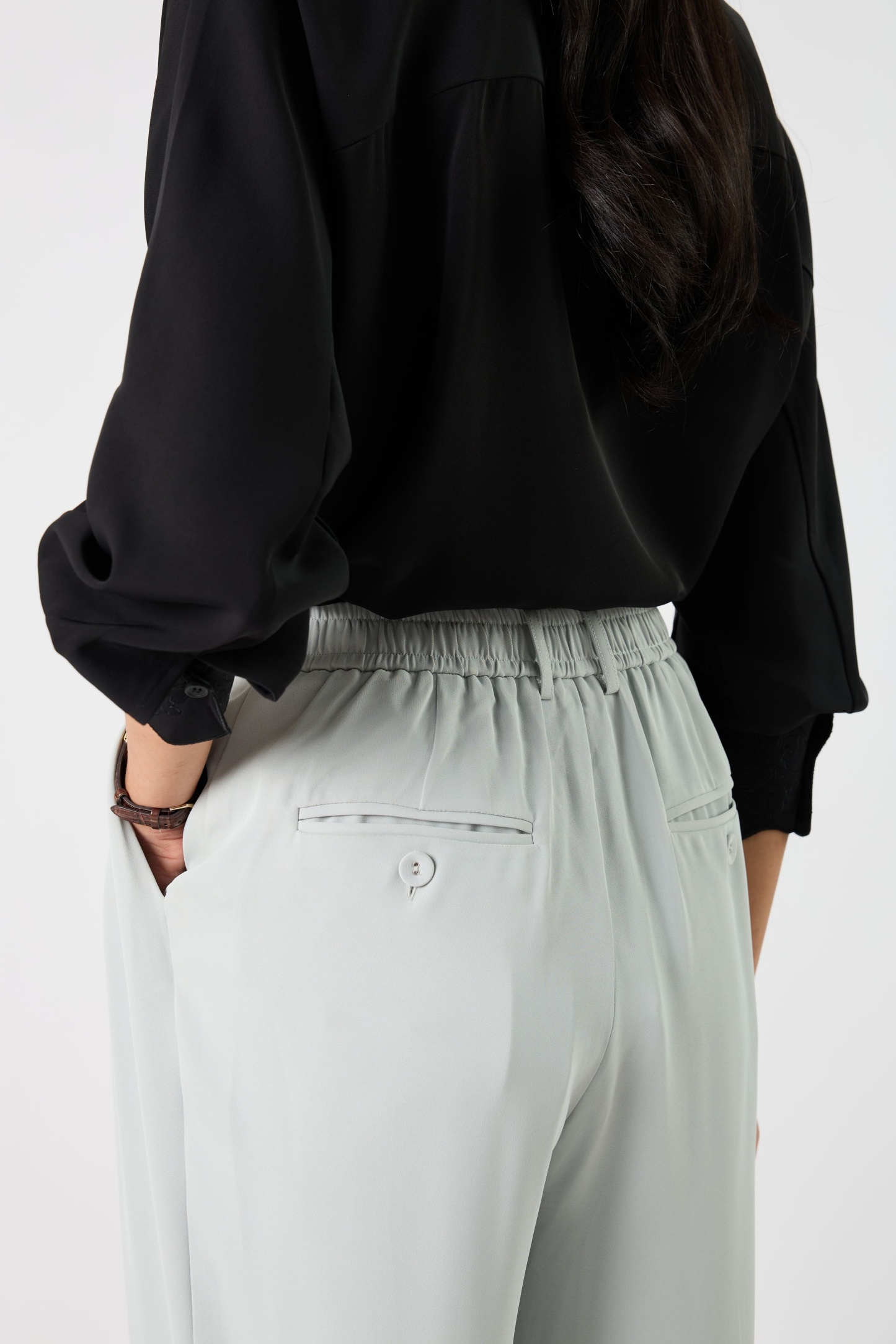 Jade Blue Grey Tapered Pants