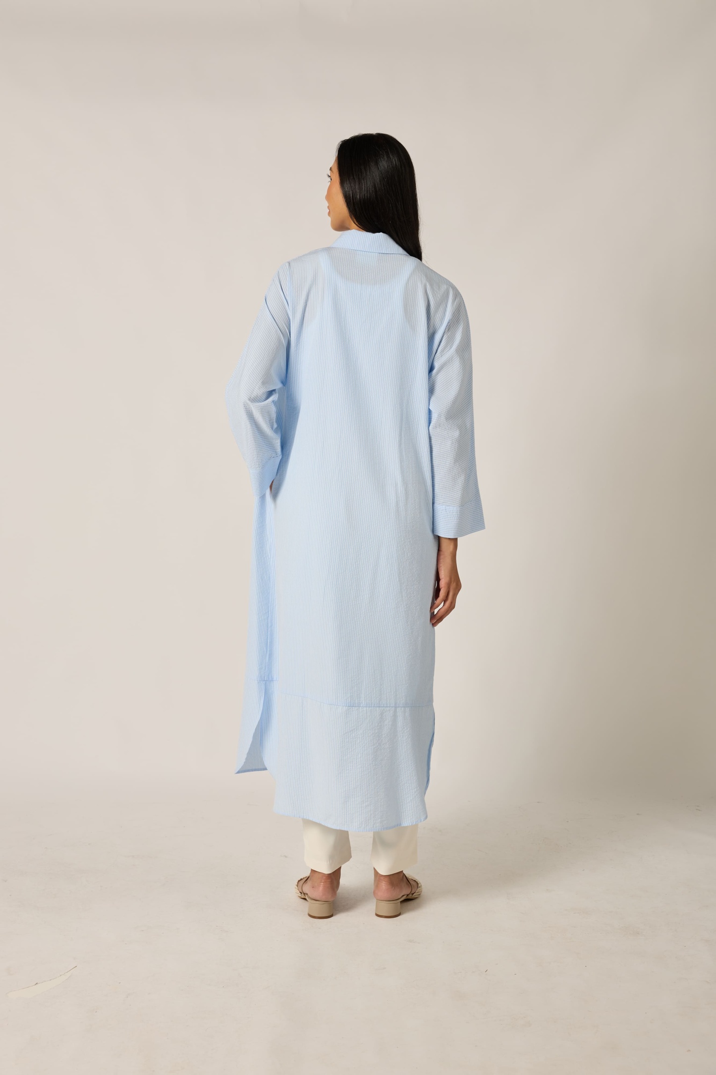 Baby Blue Shirt Striped Dress - Women's