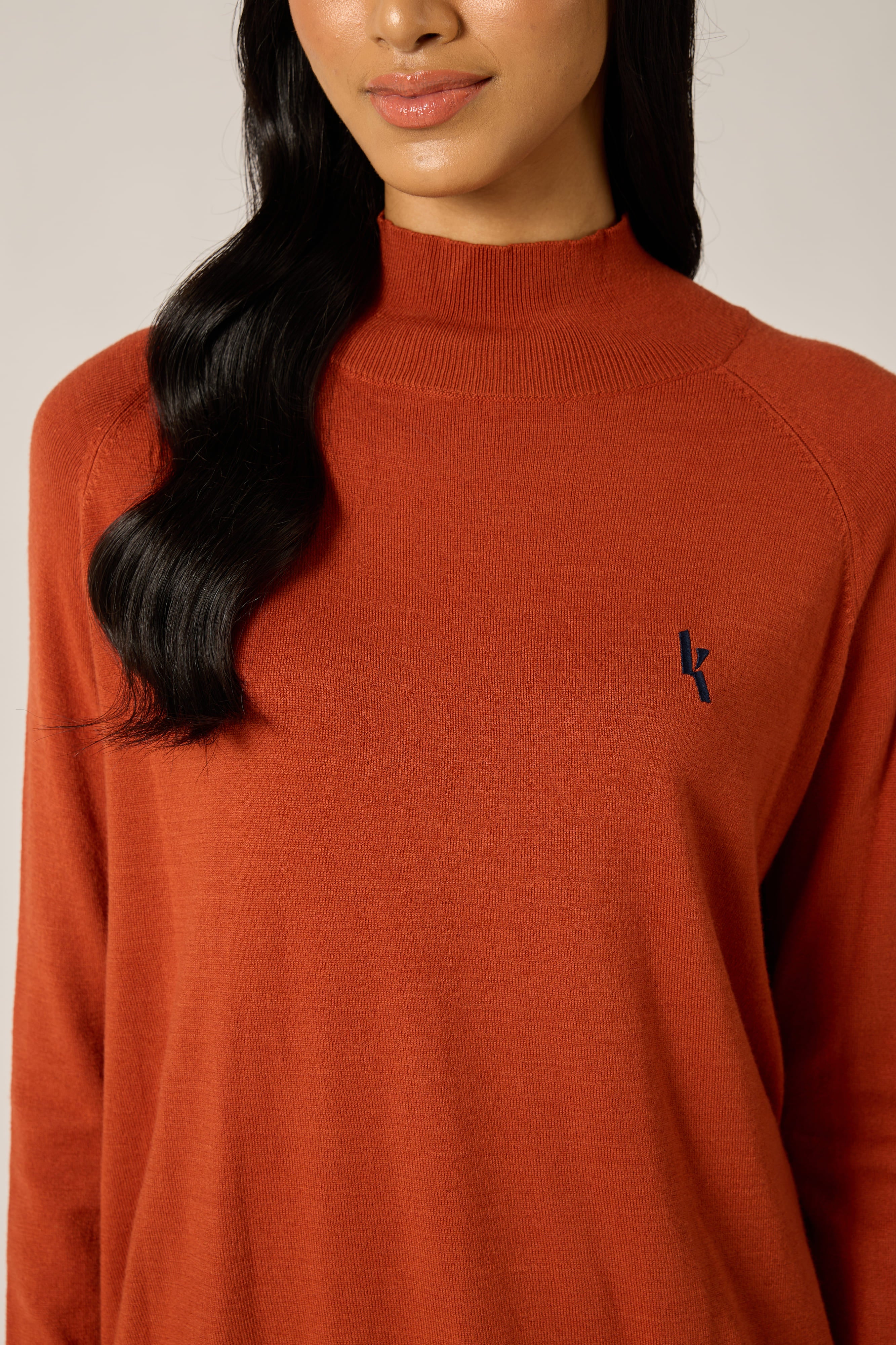 Brick Orange Wool Top - Women's