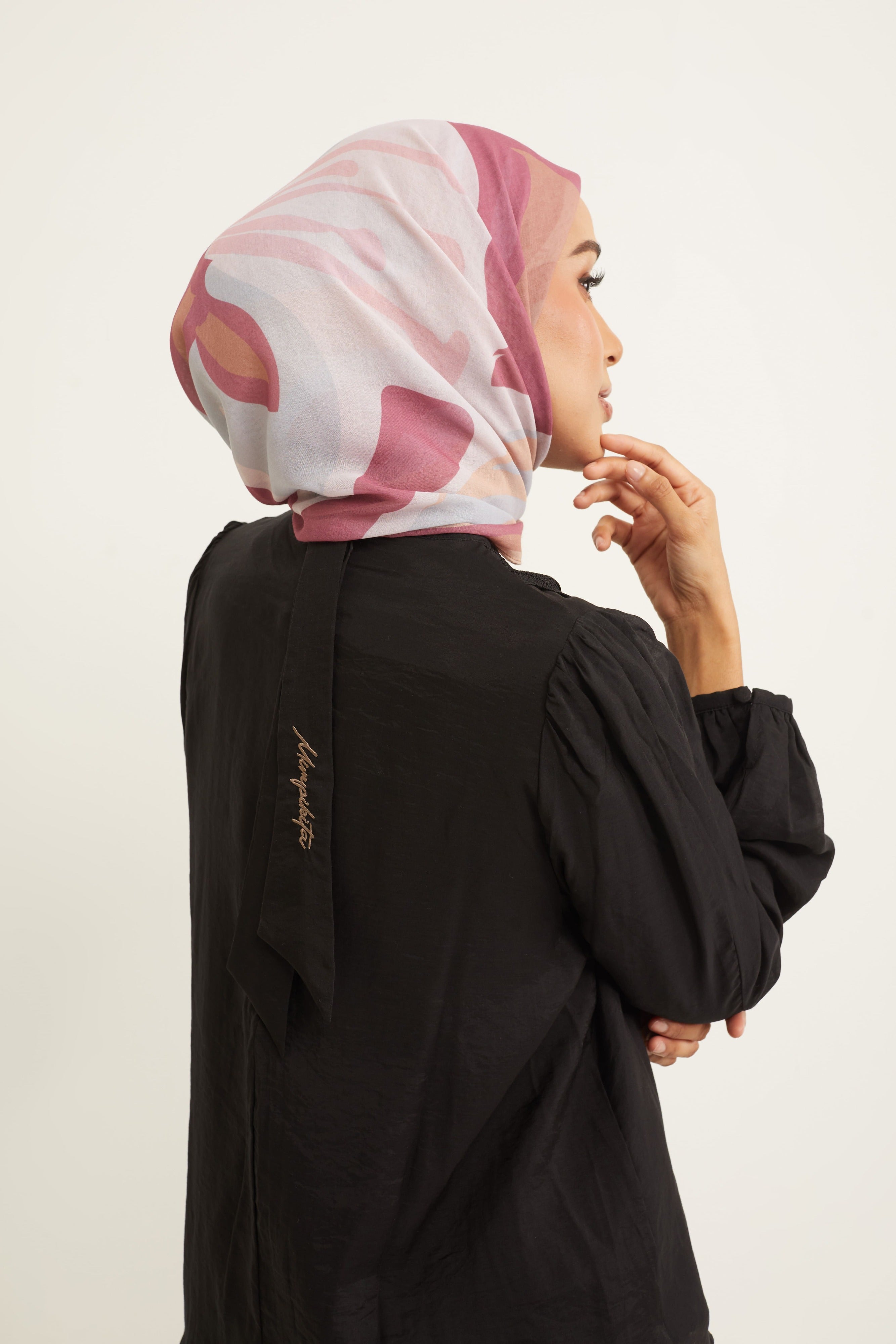 Deena Black Lace Bib Puff Sleeves Top