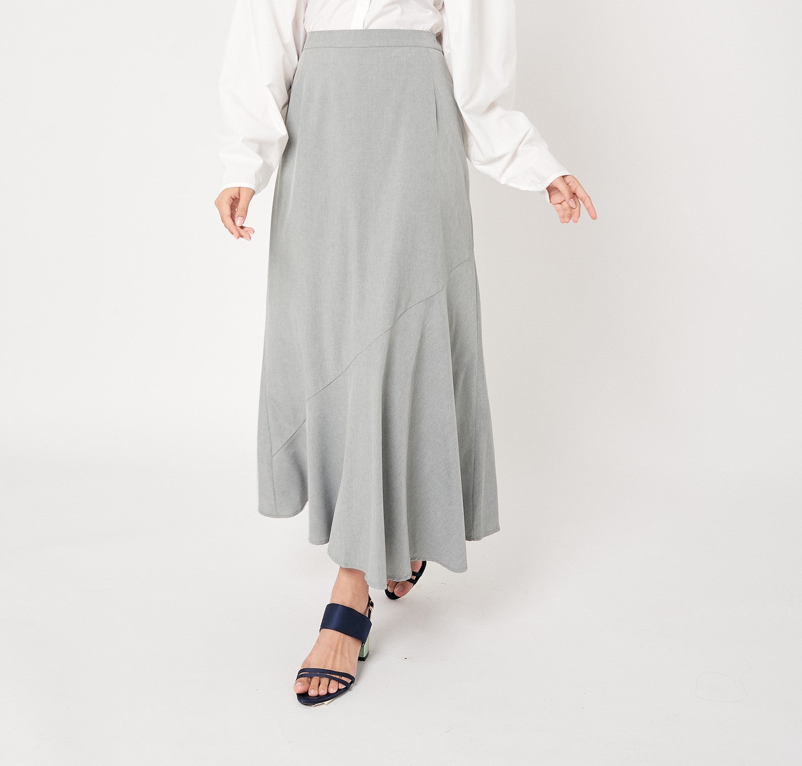 Grey Side Bias Skirt