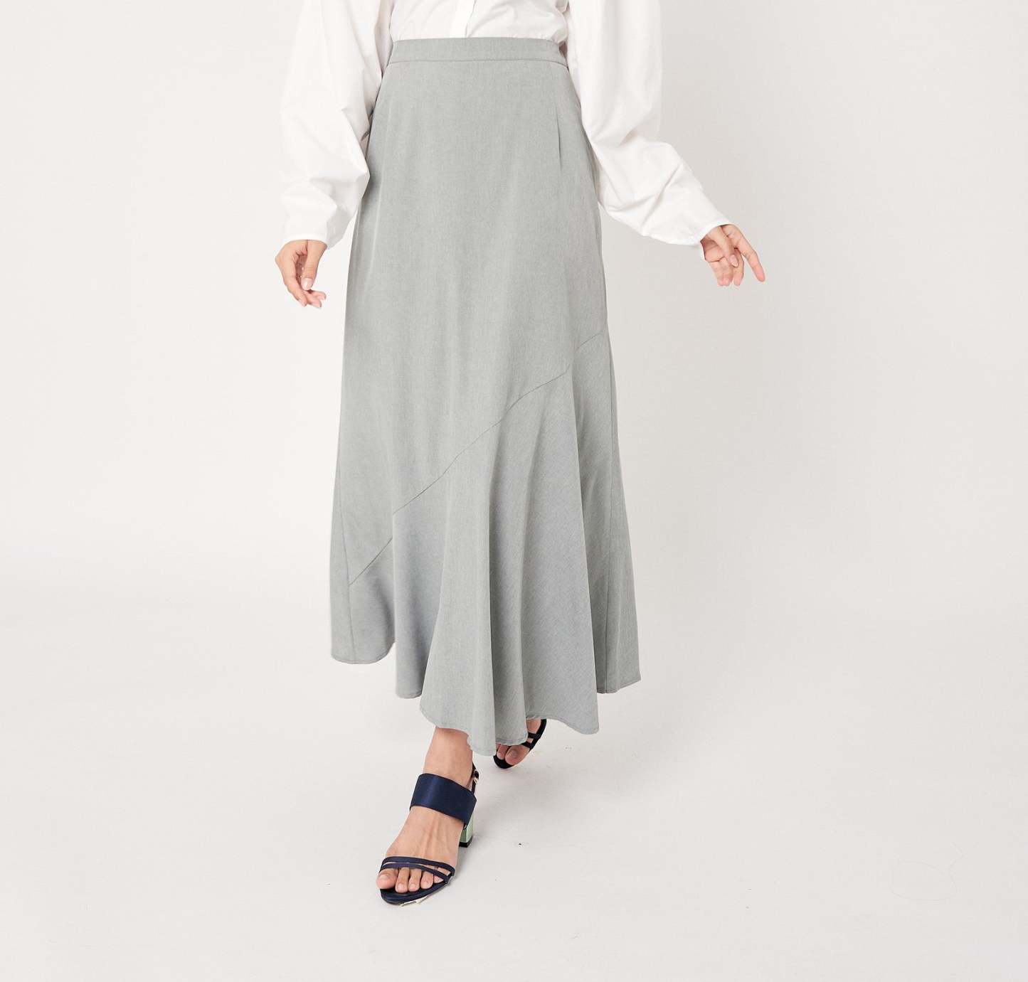 Grey Side Bias Skirt
