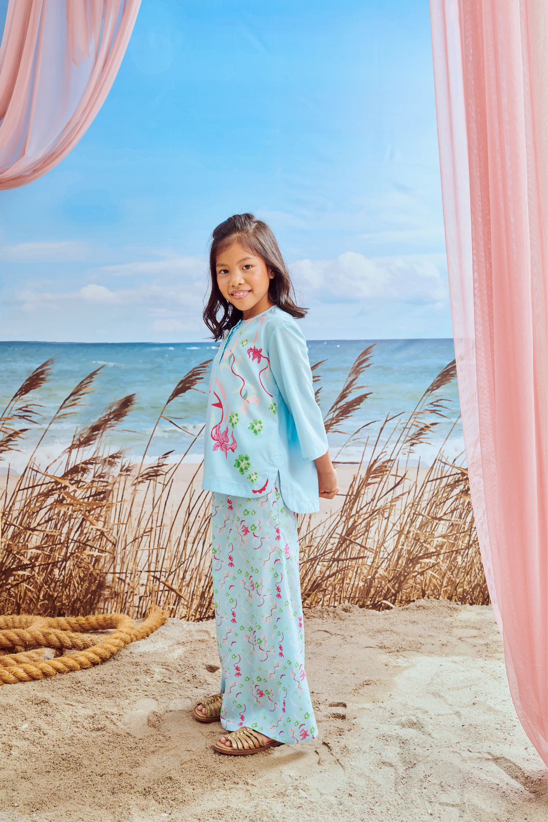 Mini Hanna Soft Blue Baju Kurung