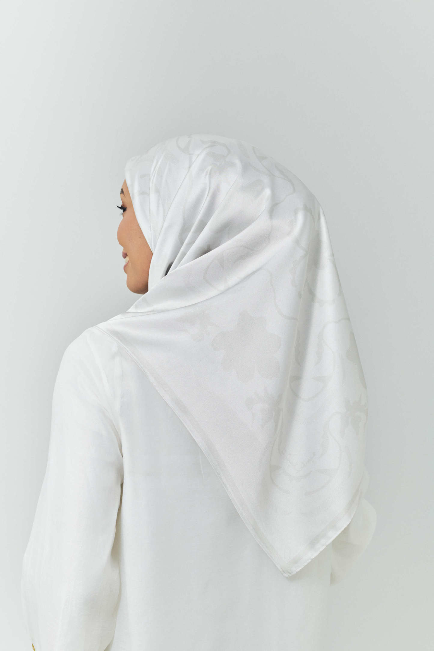 Hanna Ivory Satin Square Scarf