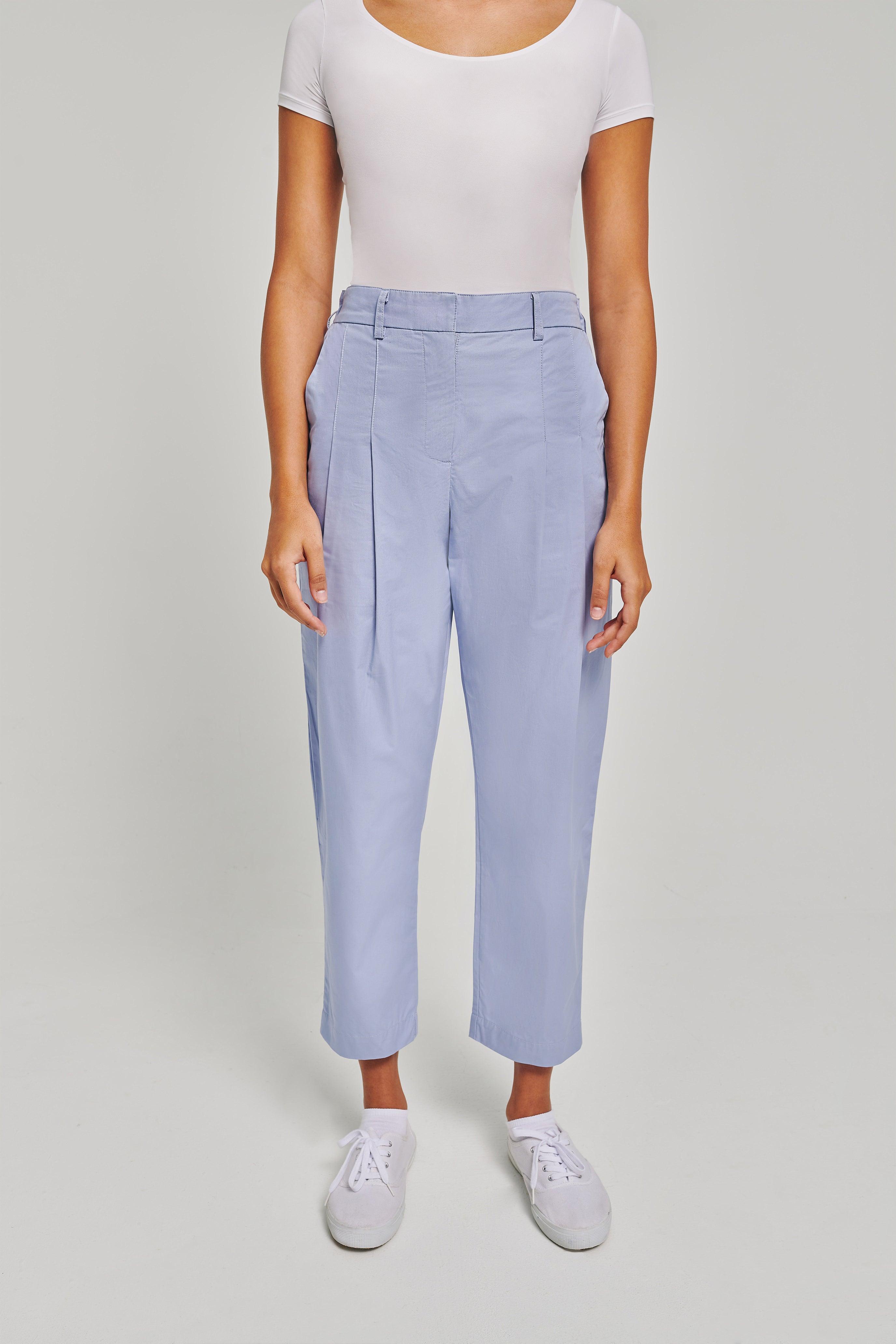 Double Powder Blue Pleated Pants - Mimpikita
