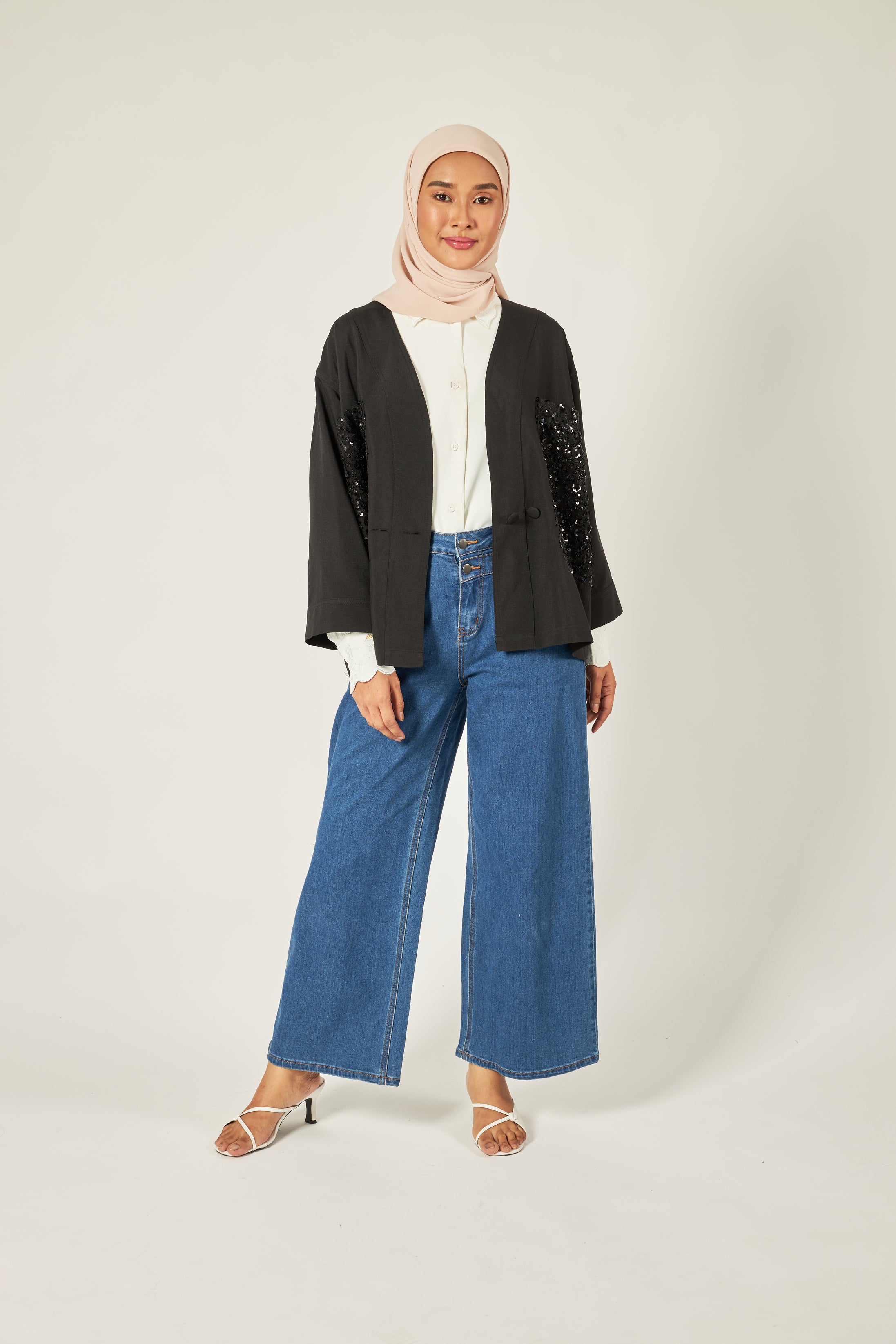 Lucille Black Sequin Kimono