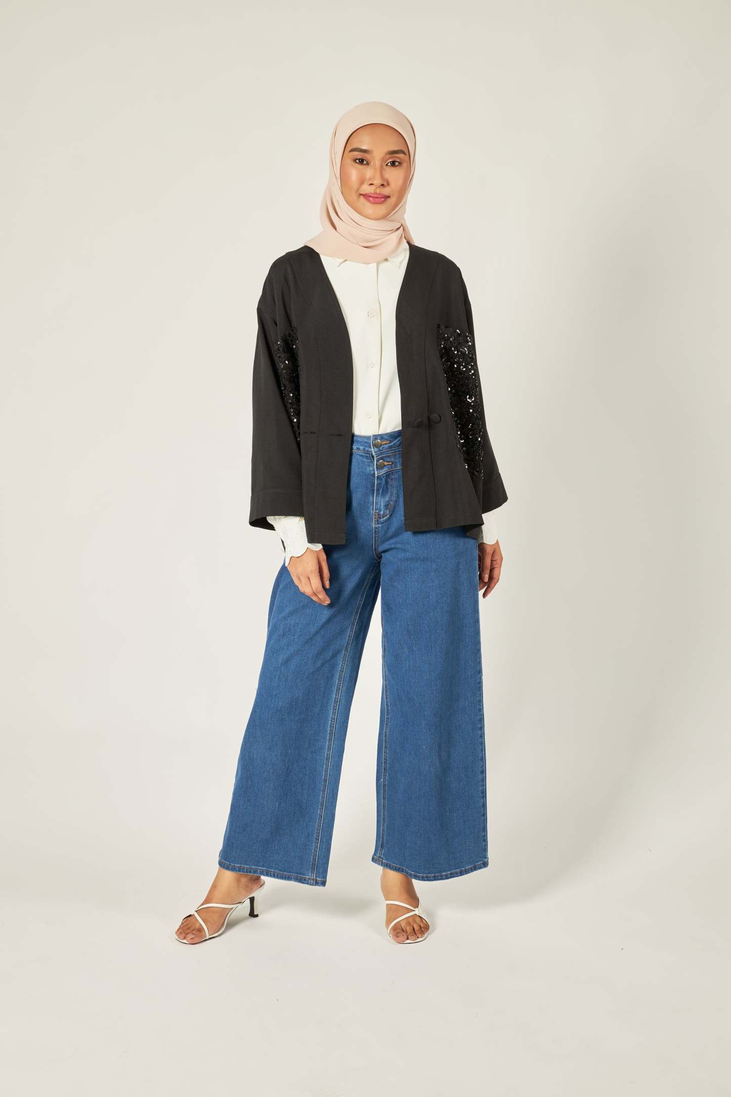 Lucille Black Sequin Kimono