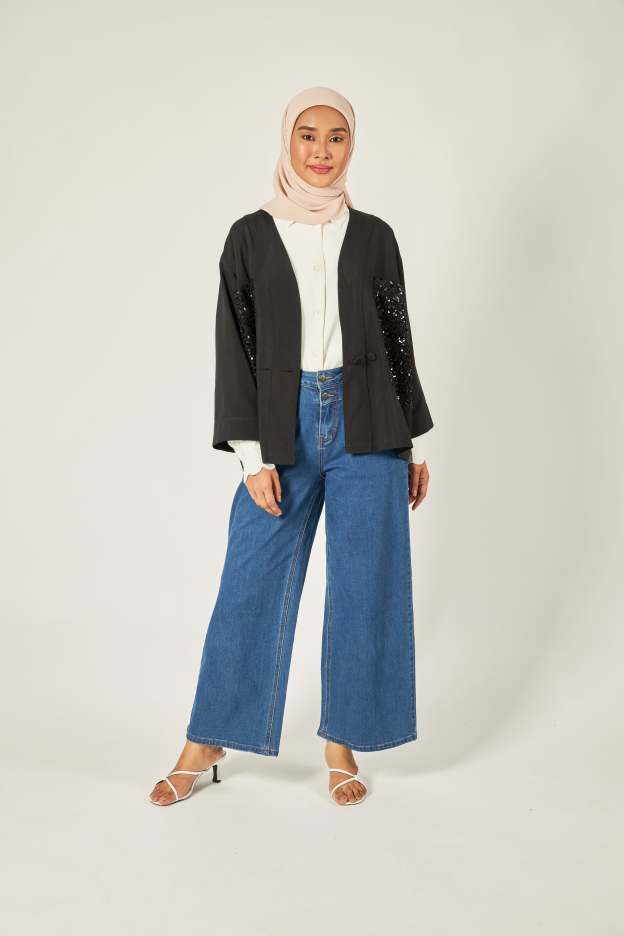 Lucille Black Sequin Kimono