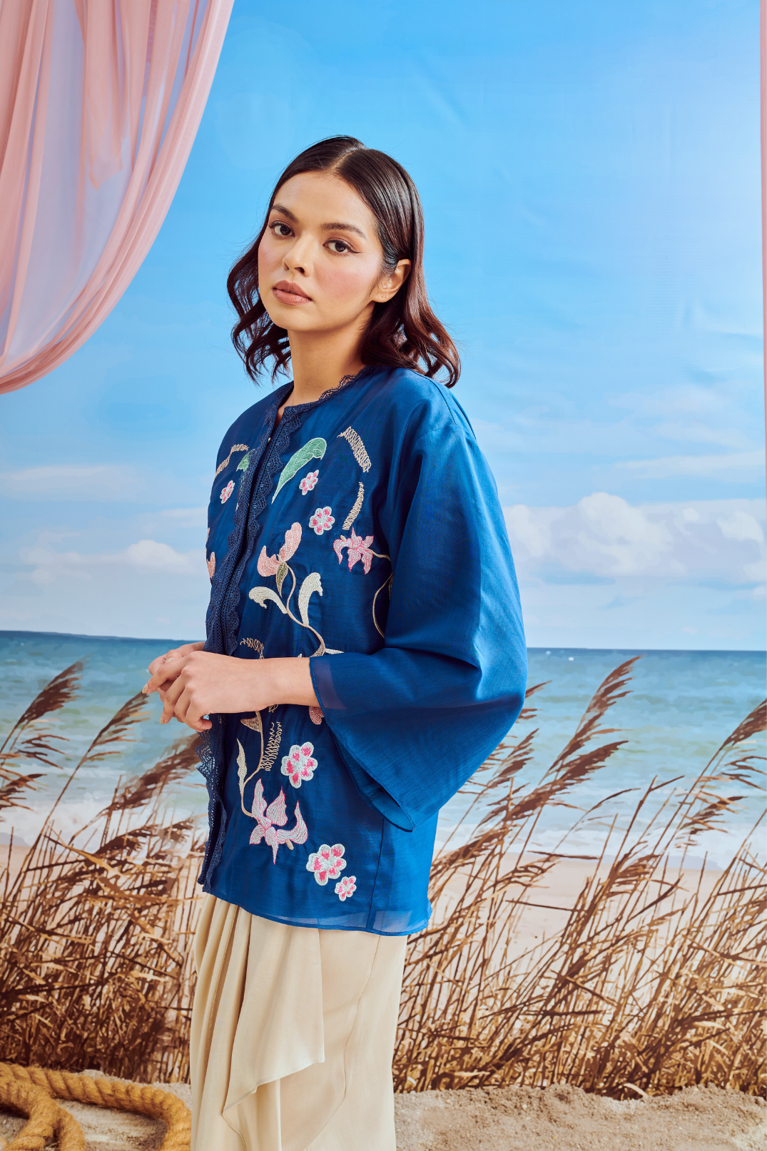Hanna Navy Boxy Kurung