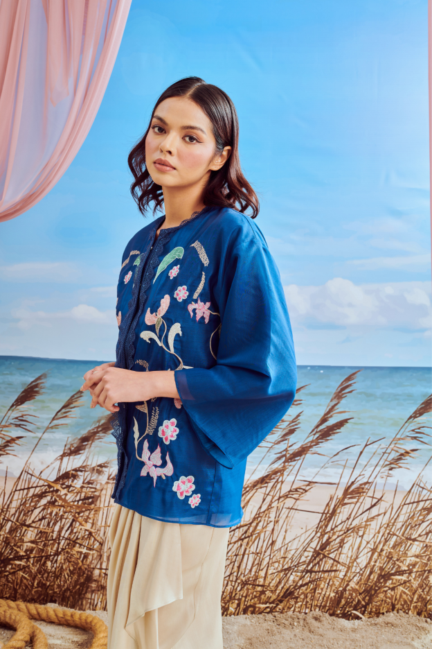 Hanna Navy Boxy Kurung