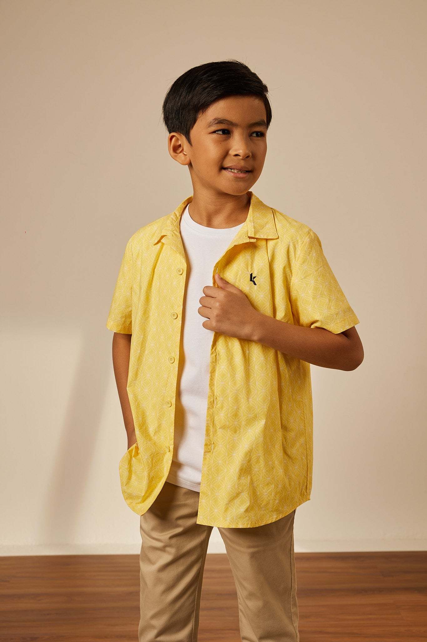 Mini Andika Yellow Collared Button-Up Shirt