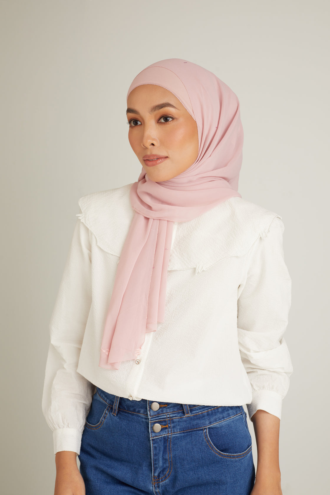 Cacia Dusty Pink Chiffon Shawl