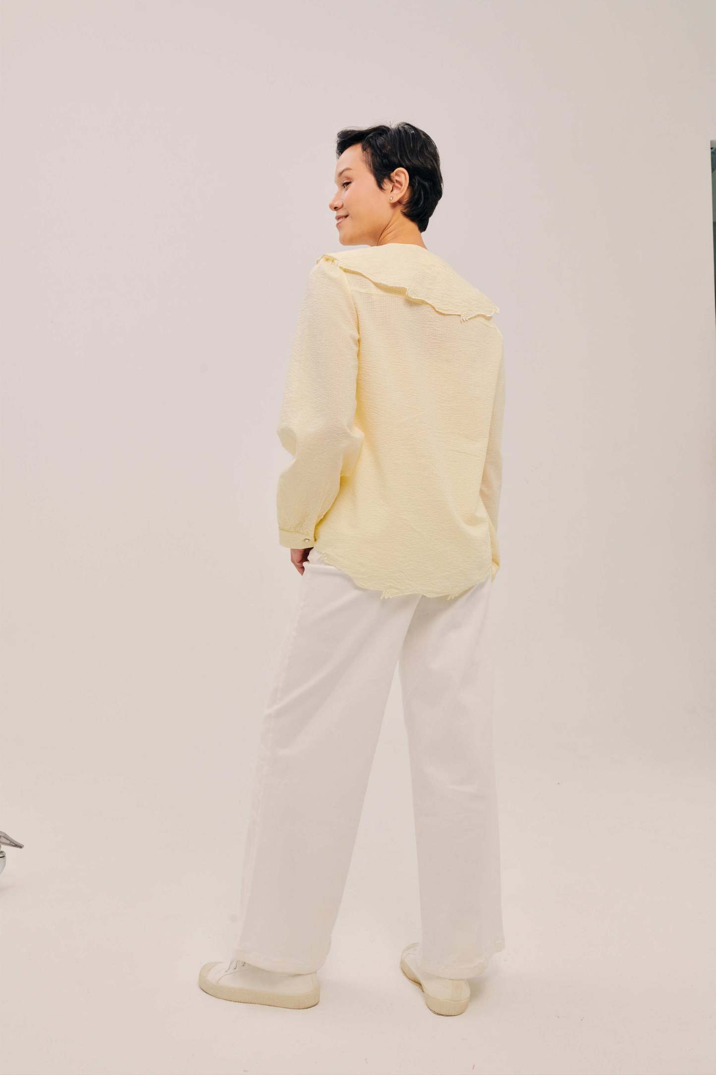 Lapel Crayola Yelloe Long Sleeve Embroidered Top