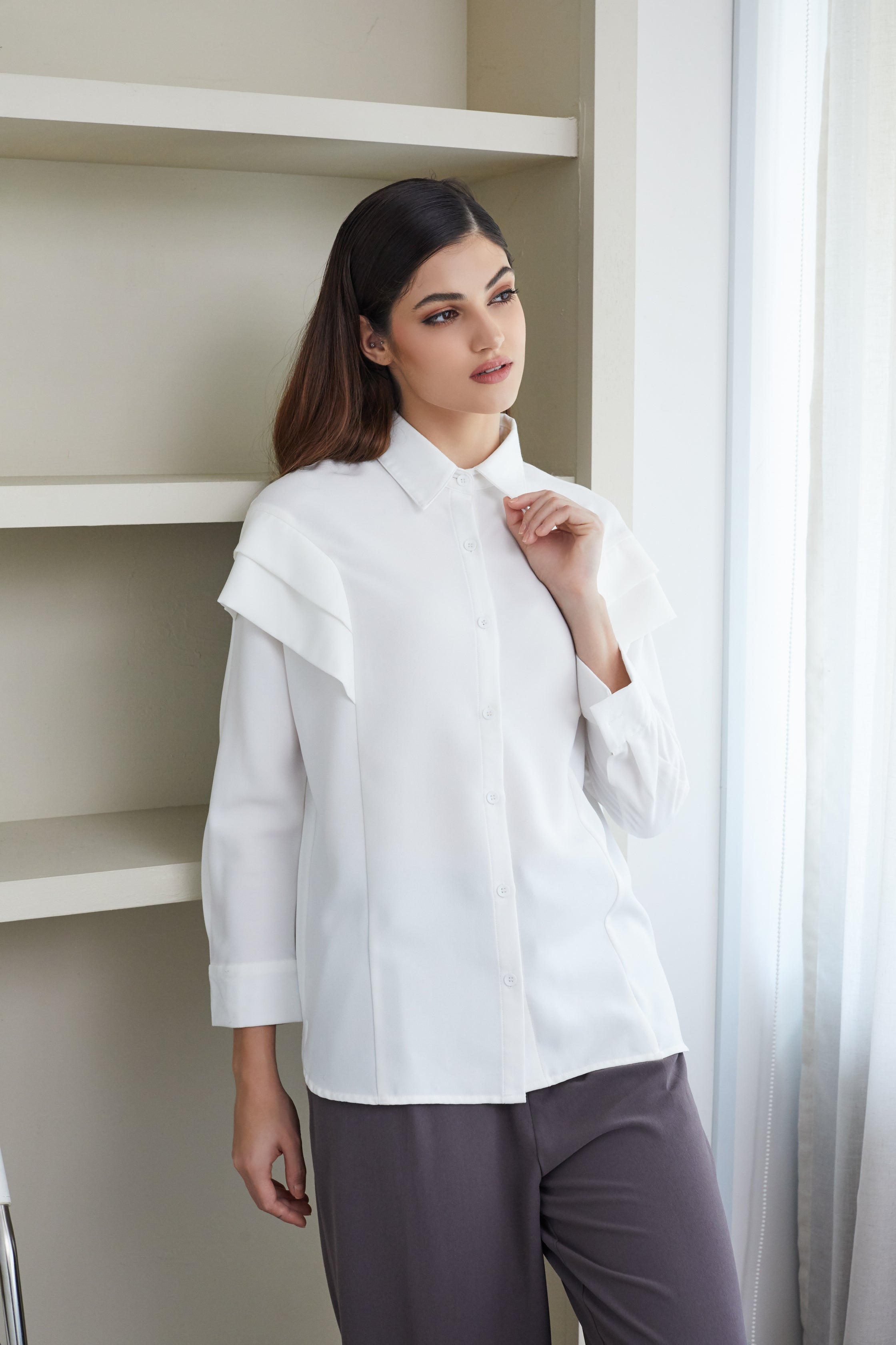Layered Sleeve White Blouse