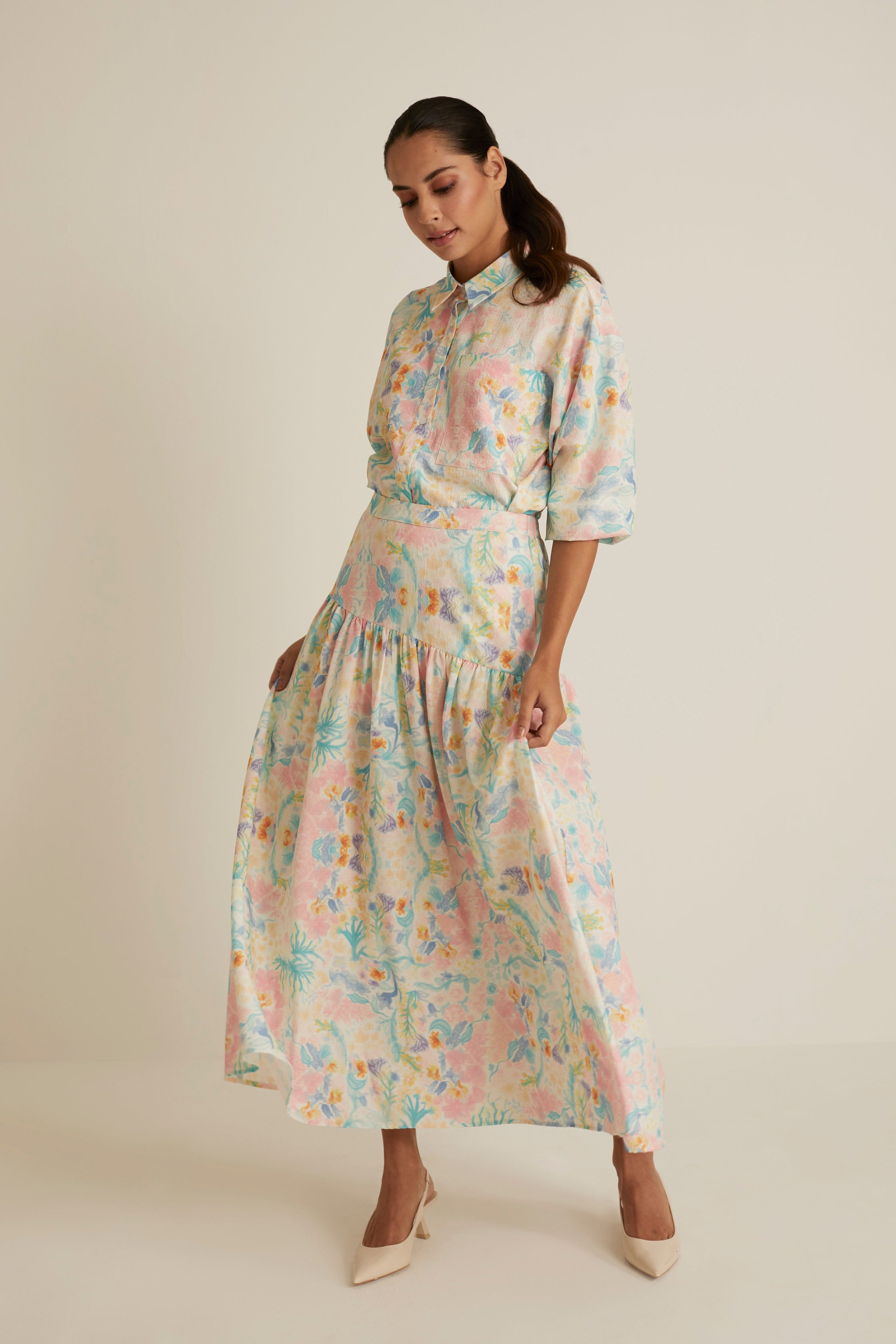 Esme White Printed Skirt