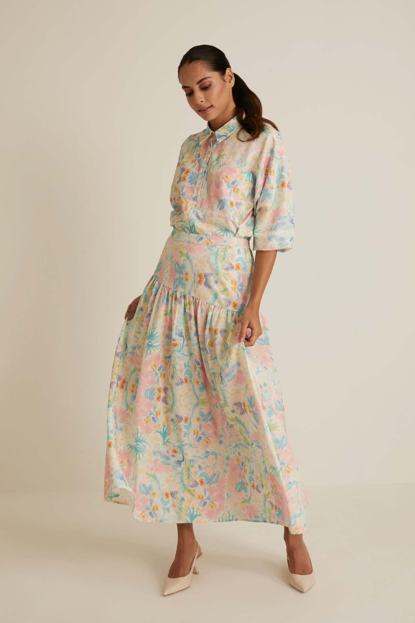Esme White Printed Skirt