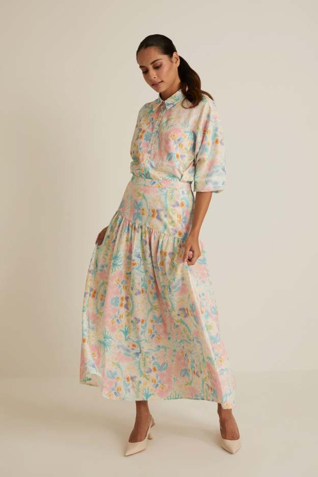 Esme White Printed Skirt