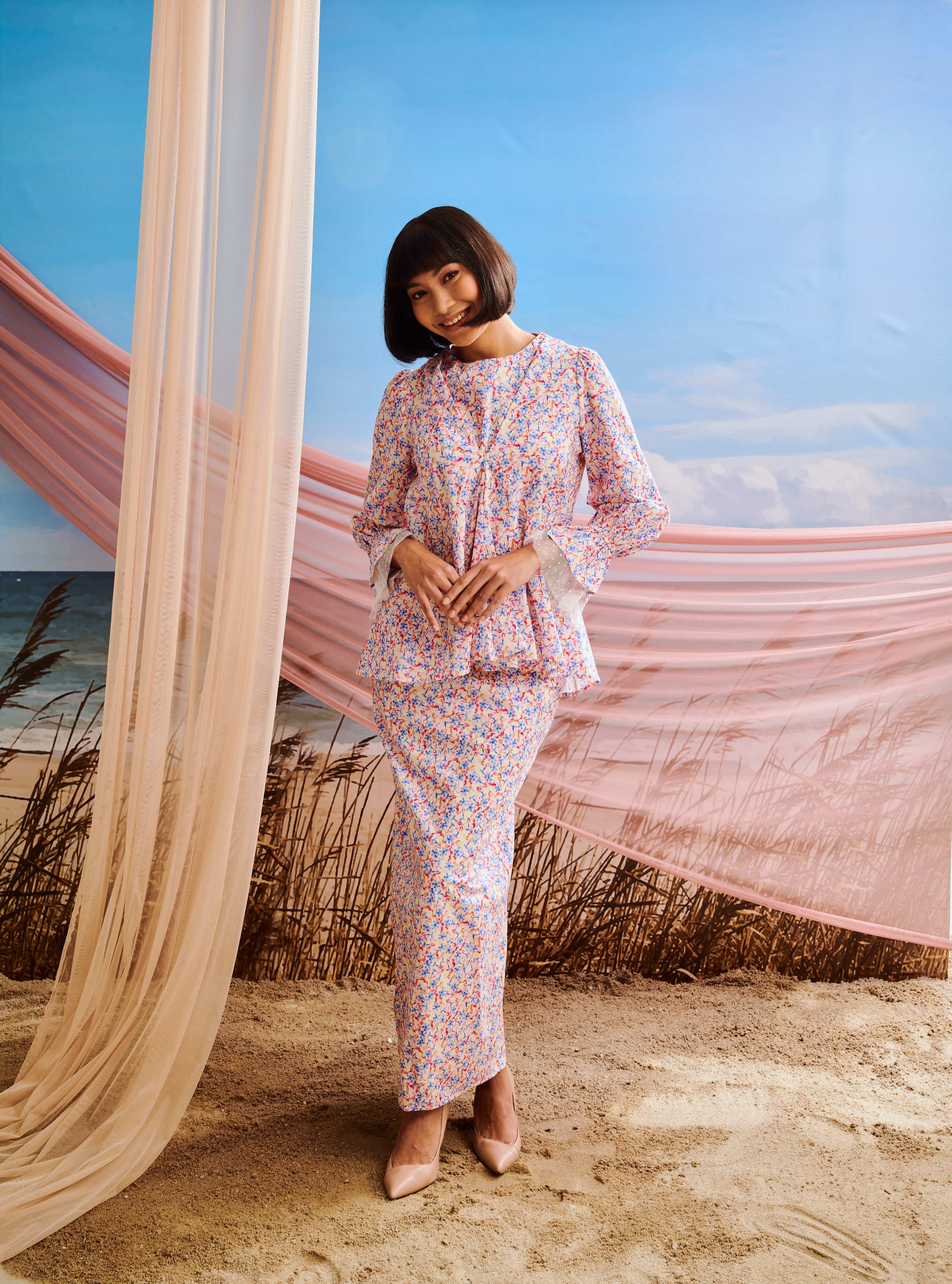 Kasih Puff Sleeves Baju Kurung Set