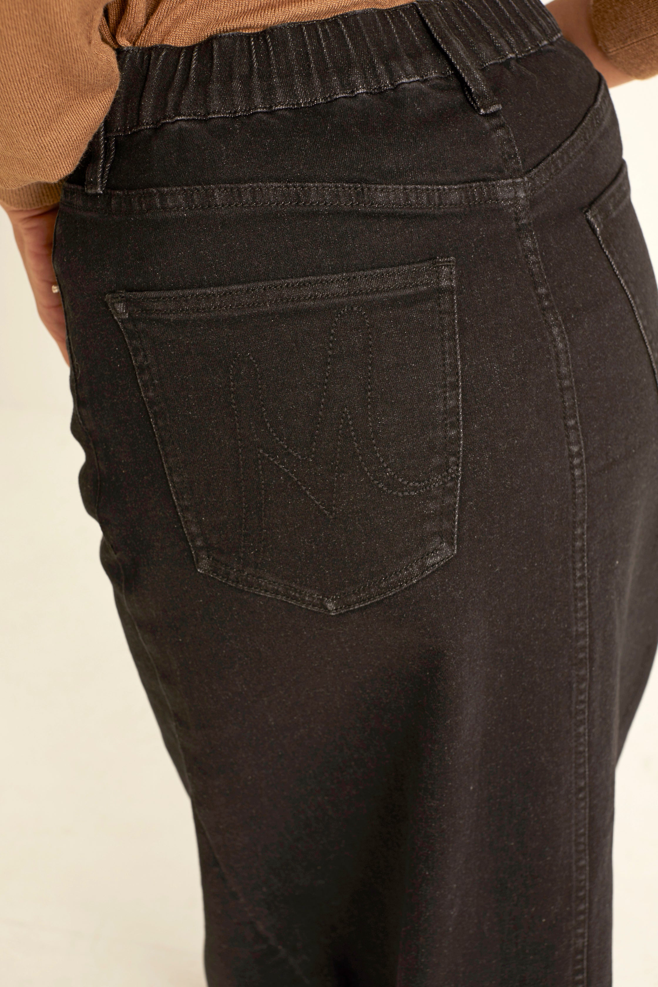 Aria Black Denim Skirt