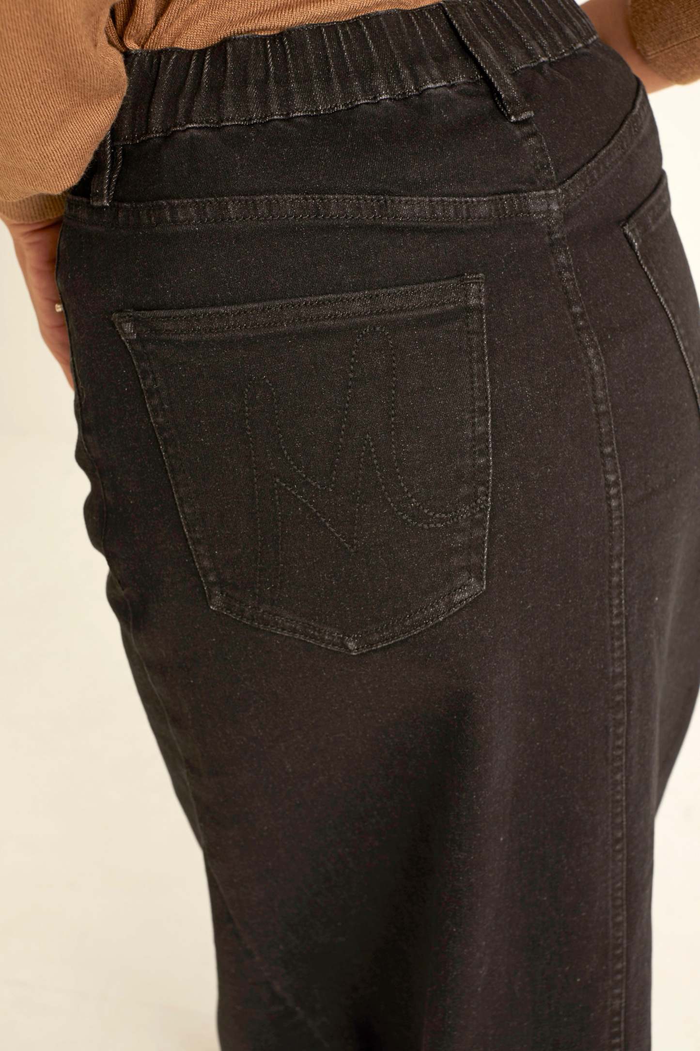 Aria Black Denim Skirt