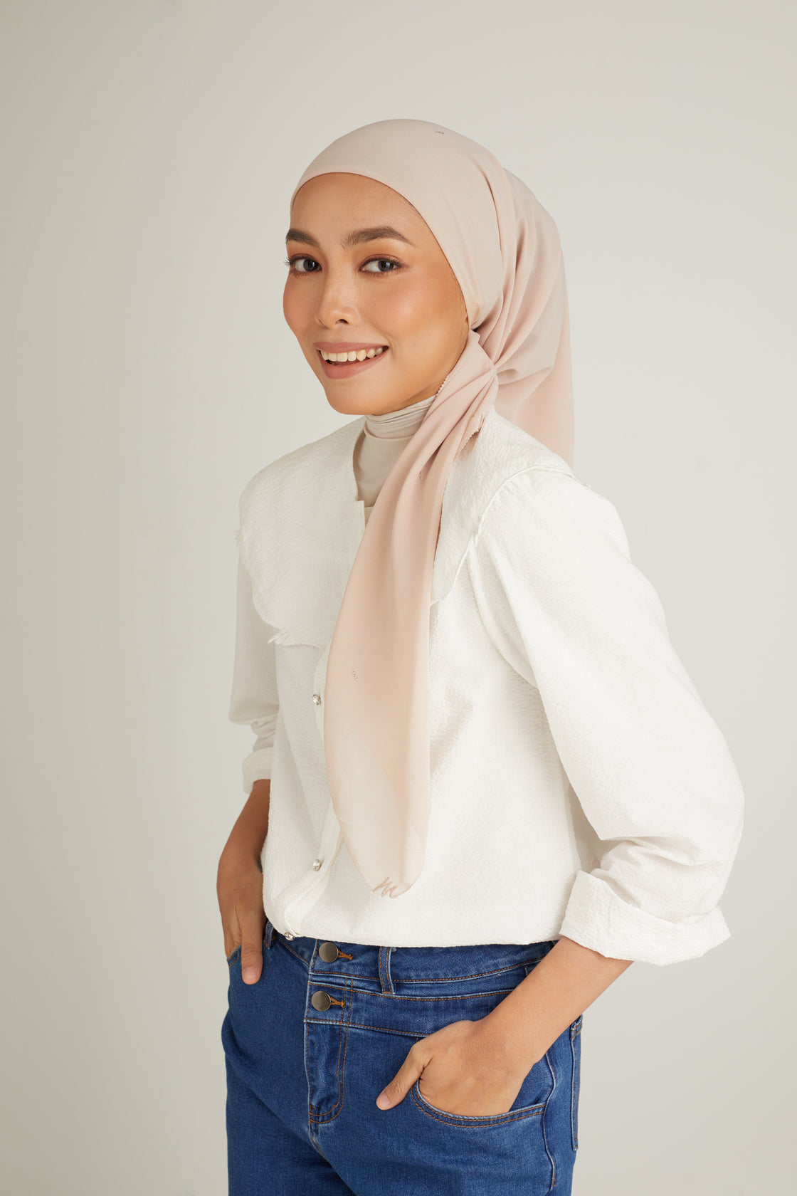 Clara Soft Nude Color Scarf 