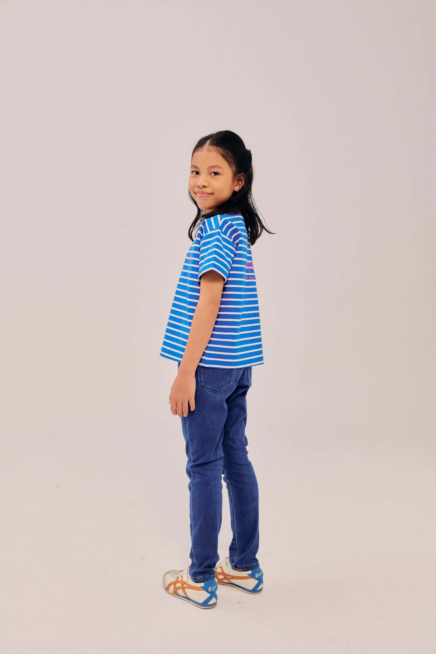 Mini Classic Embroidered Azure Blue Striped Shirt
