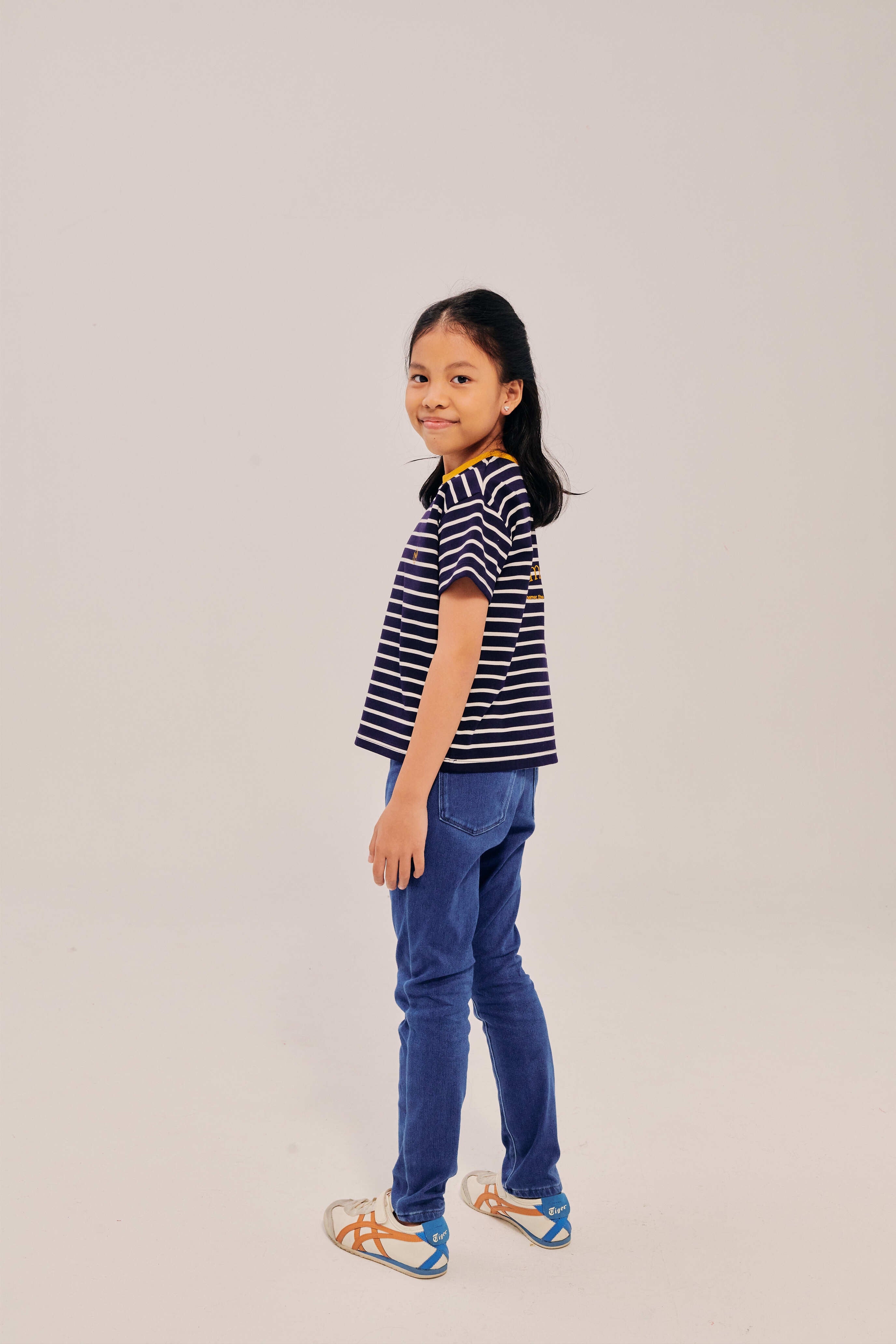 Mini Classic Embroidered Navy Short Sleeve Striped Shirt