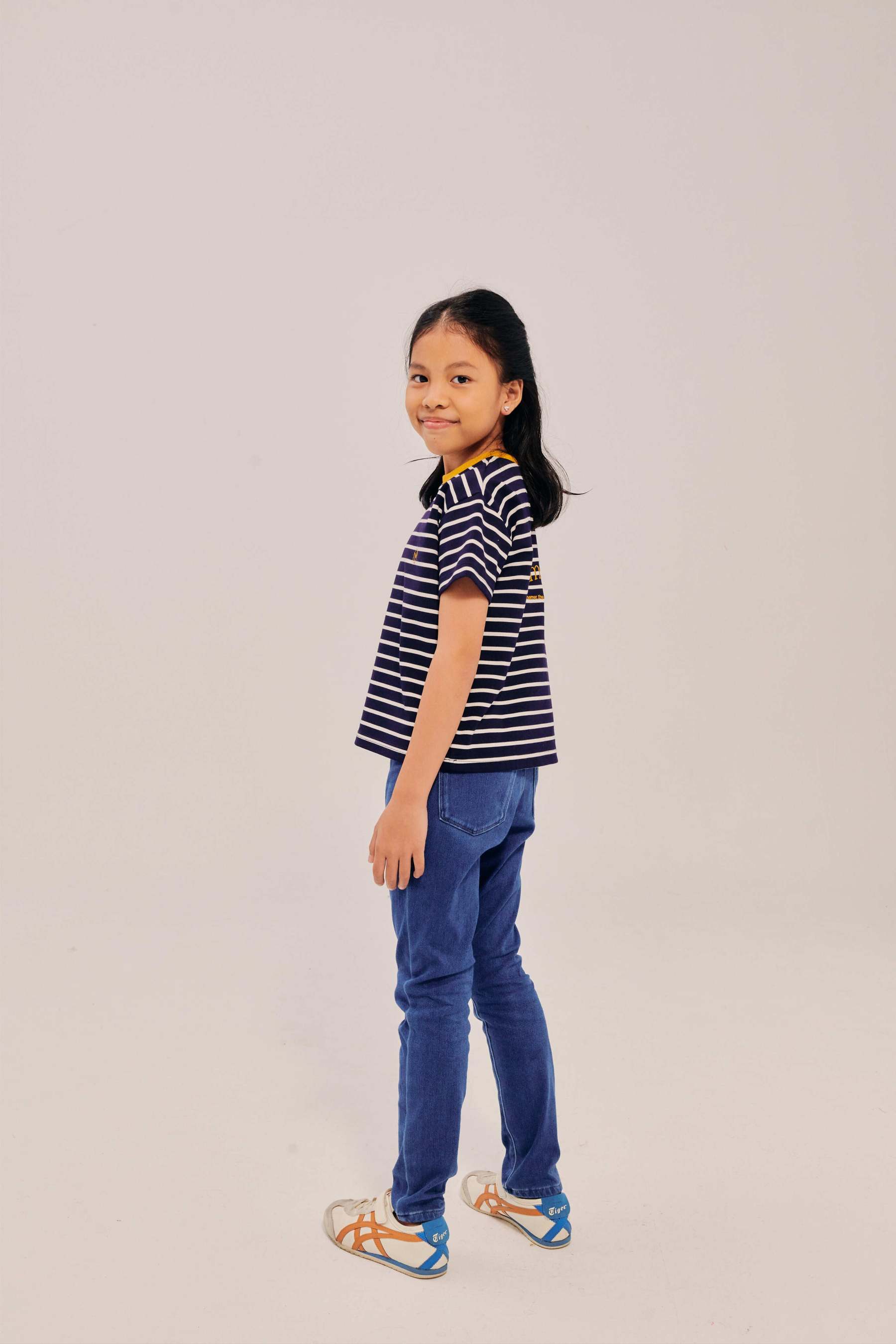 Mini Classic Embroidered Navy Short Sleeve Striped Shirt