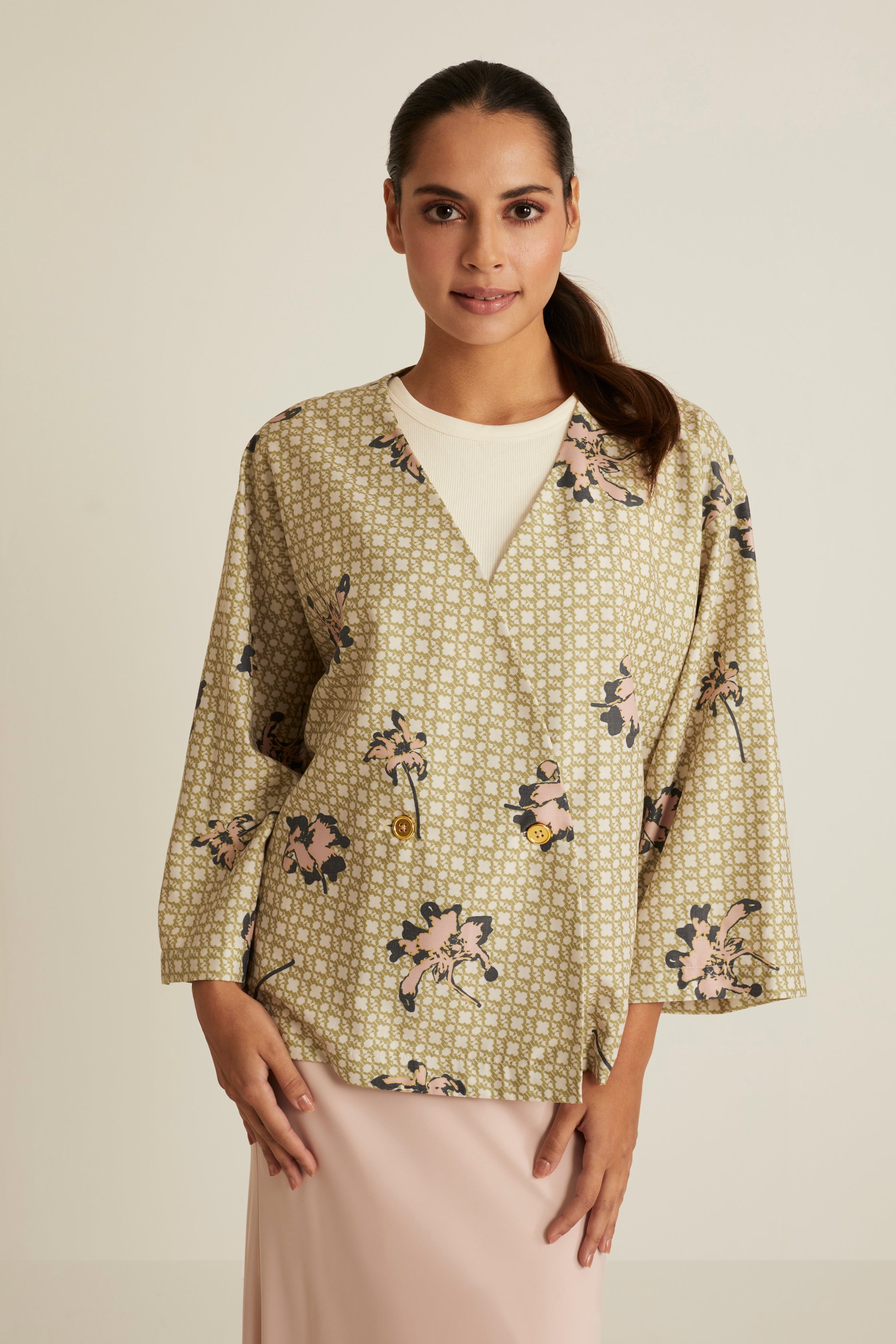 Nara Green Printed Kimono
