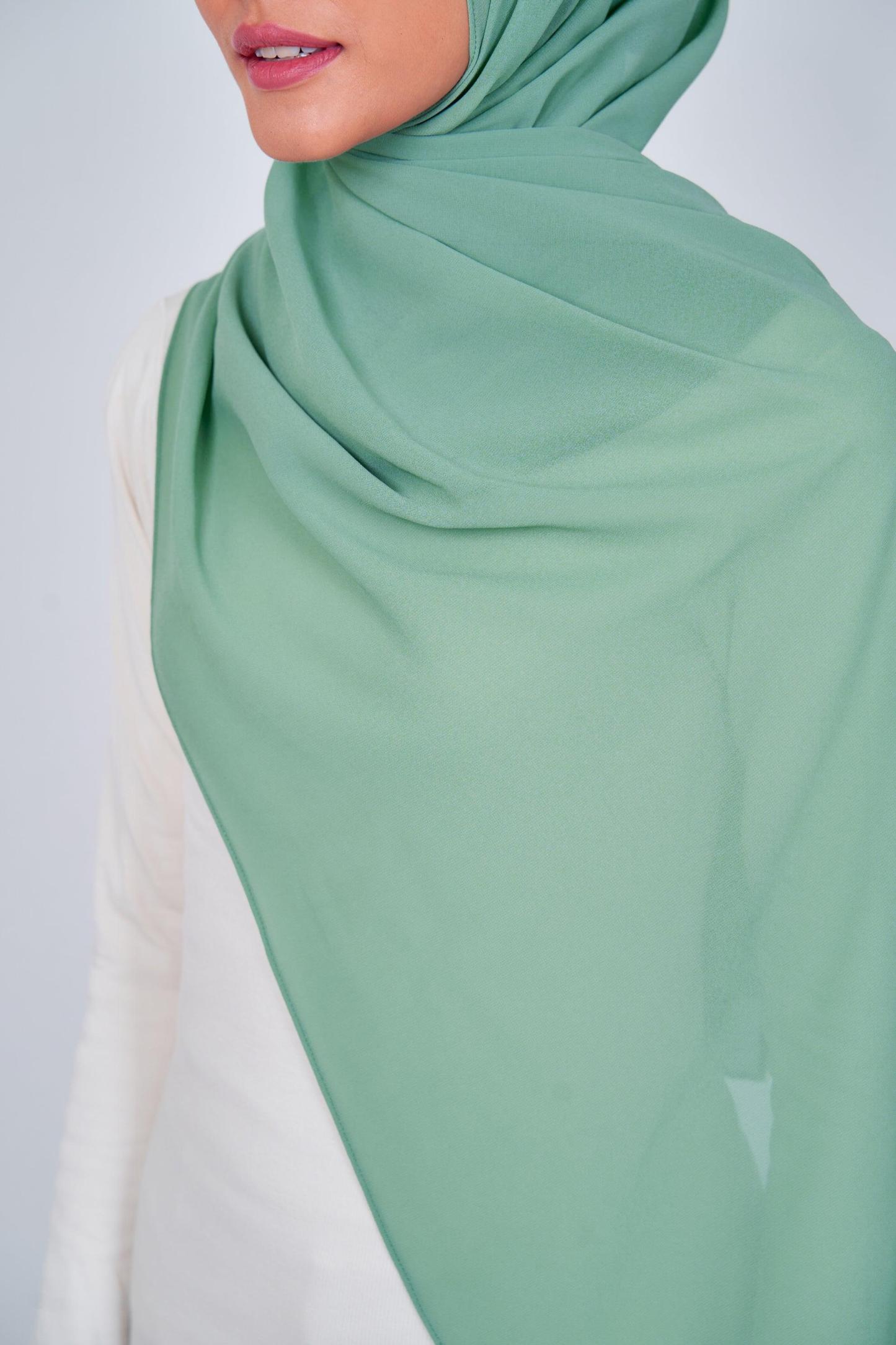 Women's Chiffon Shawl in Smoke Green