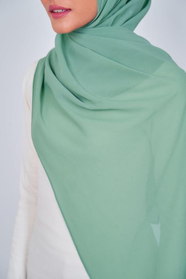 Women's Chiffon Shawl in Smoke Green