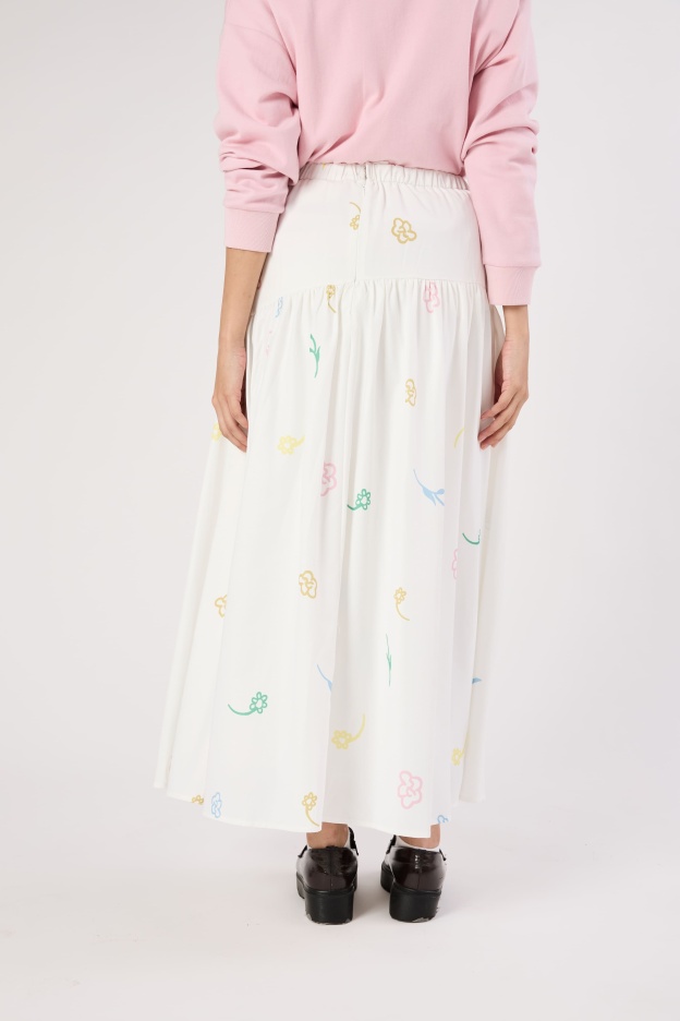 Charlotte White Floral Printed Skirt