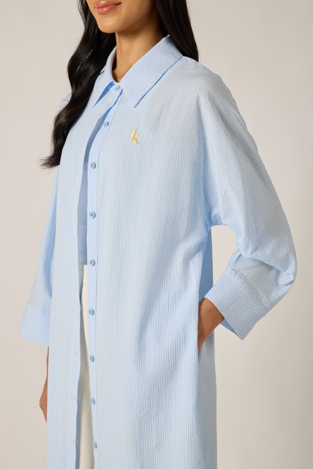 Baby Blue Shirt Striped Dress - Women's
