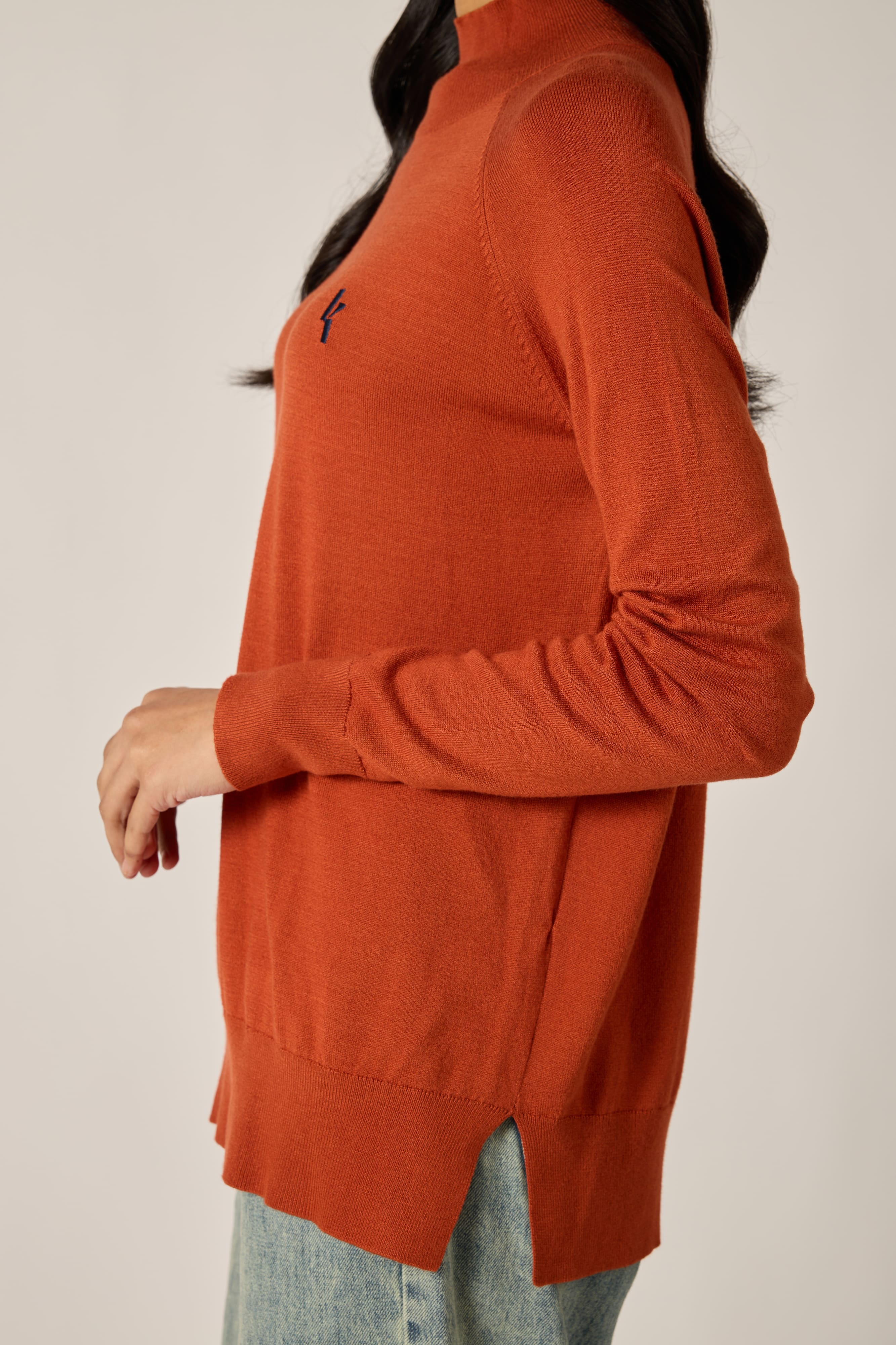 Brick Orange Wool Top - Women's