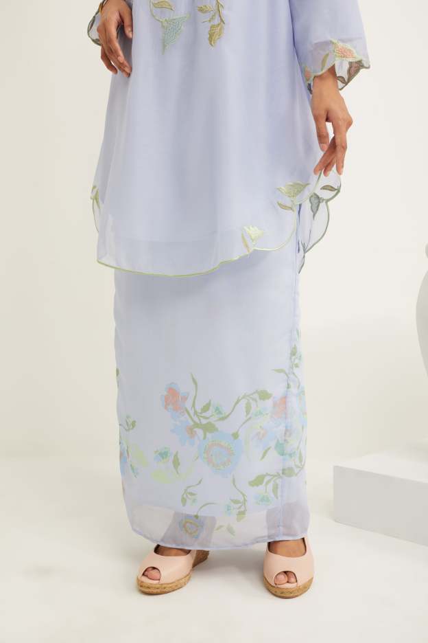 Aisha Periwinkle Blue Embroidered Kurung