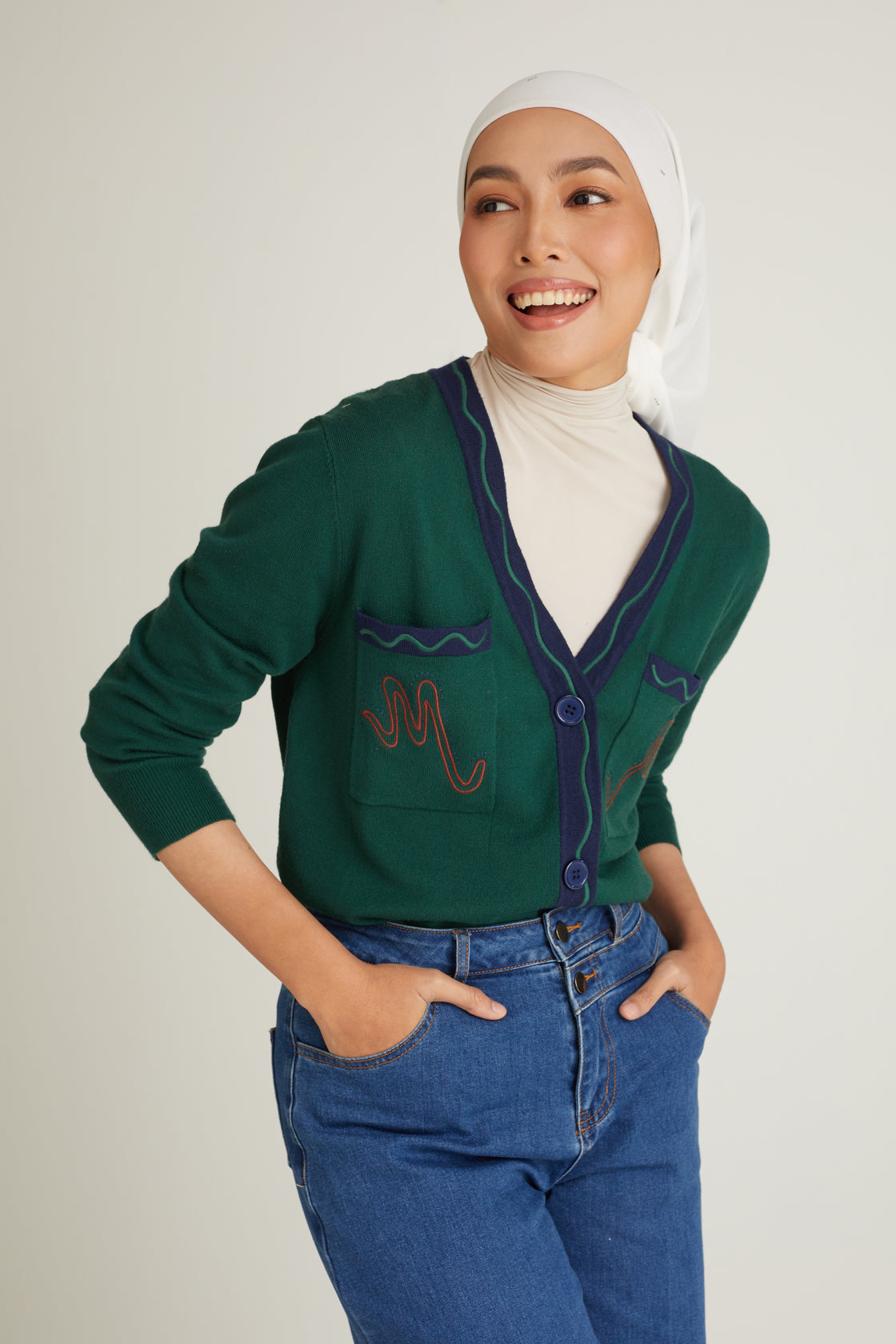 Chéri Emerald Green Wool Cardigan for Women