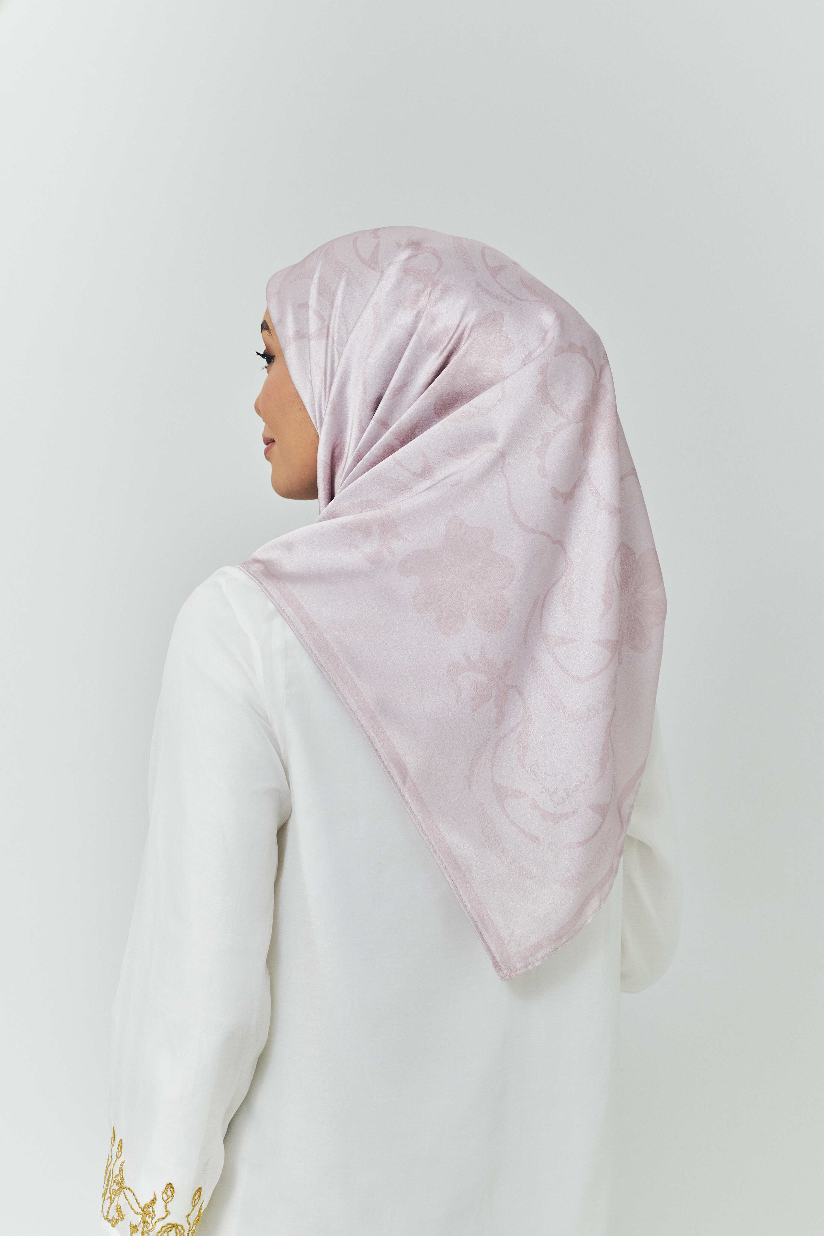 Hanna Dusty Pink Satin Square Scarf