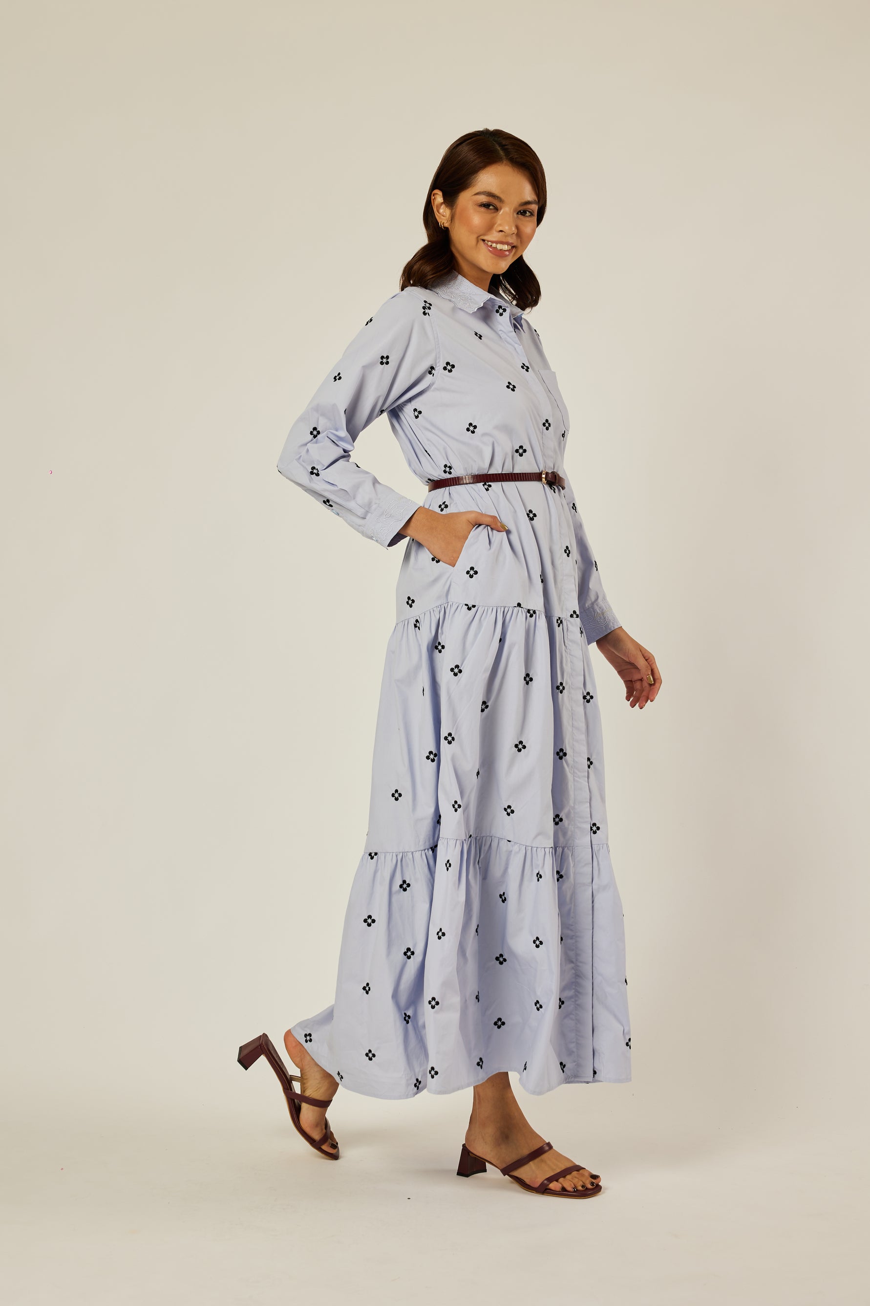 Reed Blue Embroidered Dress