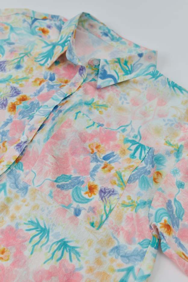 Esme White Printed Shirt with Long Sleeve