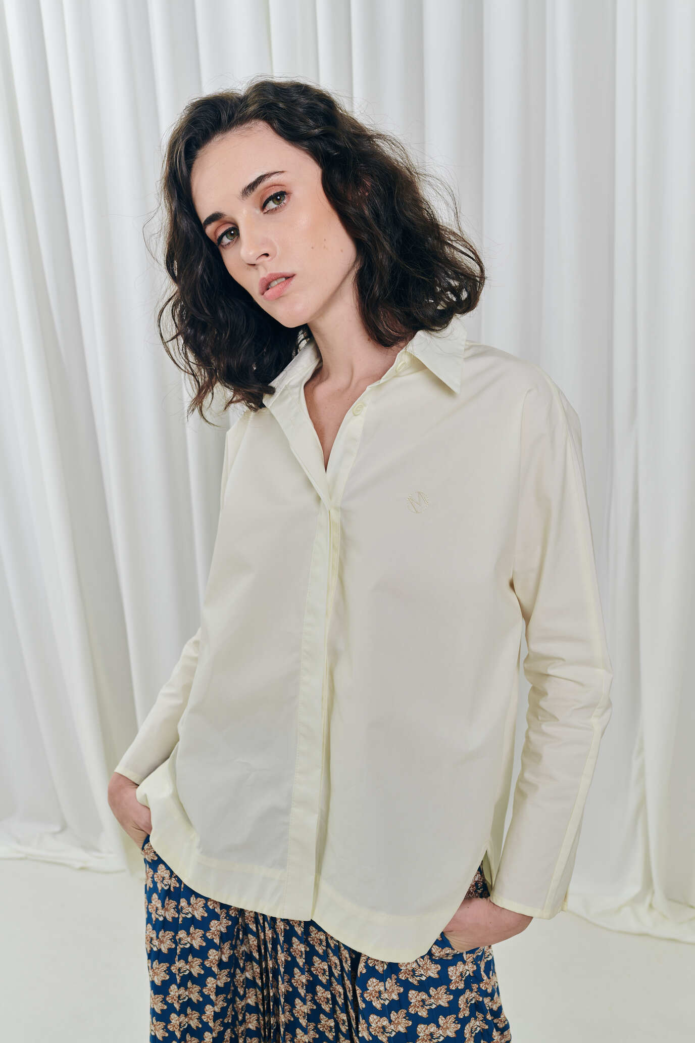 Ivory Color Hi Low Shirt 